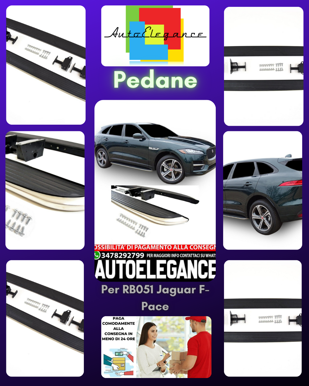RB051 Jaguar F-Pace from 2016 aluminium running board thresholds set 
