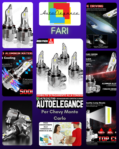 Per Chevy Monte Carlo 2006 2007 6000K 4X LED Faro Abbagliante Abbagliante Combo