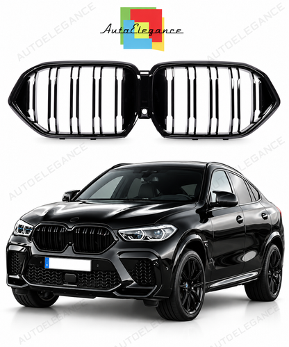 👉Griglia nero lucido per BMW X6 (G06, F96) 2019 Doppia linea👈