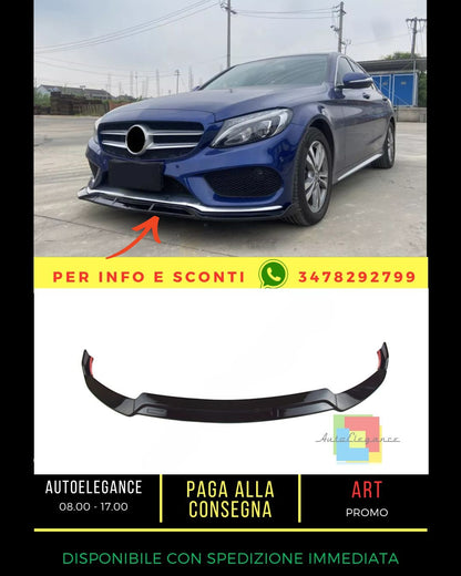 🔥Splitter NERO LUCIDO adatto PER Mercedes W205 2014 – 2021 AMG SPORT LINE🔥