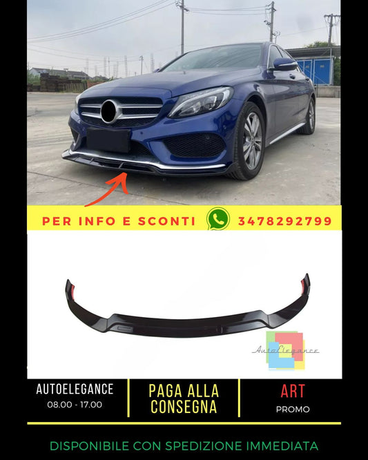 🔥Splitter NERO LUCIDO adatto PER Mercedes W205 2014 – 2021 AMG SPORT LINE🔥