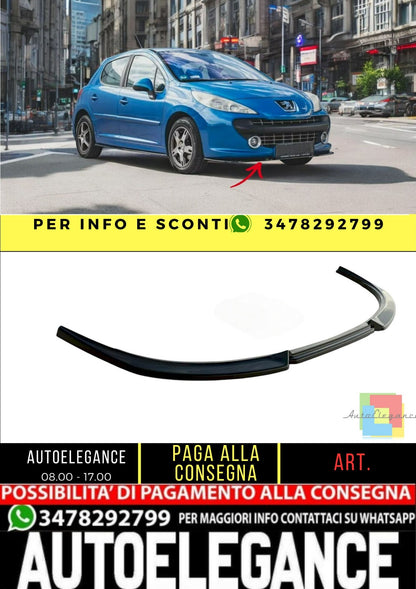 ✨Splitter Anteriore Design Nero Lucido ABS per Peugeot 207 Sport 2006-2009✨