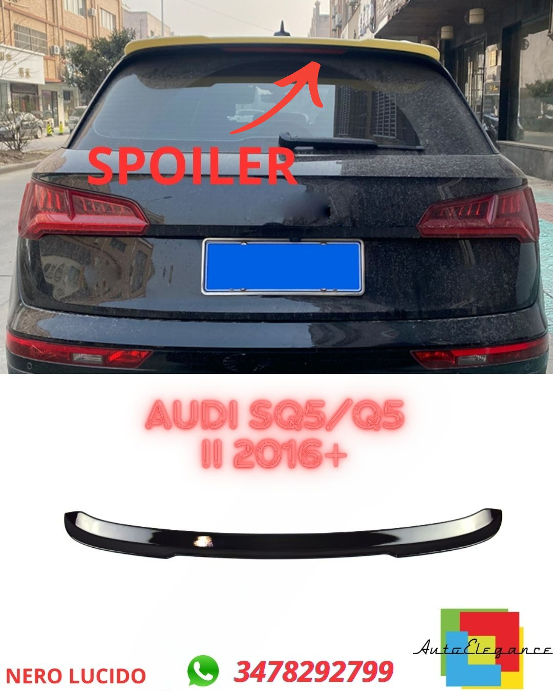 ✨GLOSSY BLACK SPOILER SUITABLE FOR AUDI SQ5/Q5 II 2016+✨