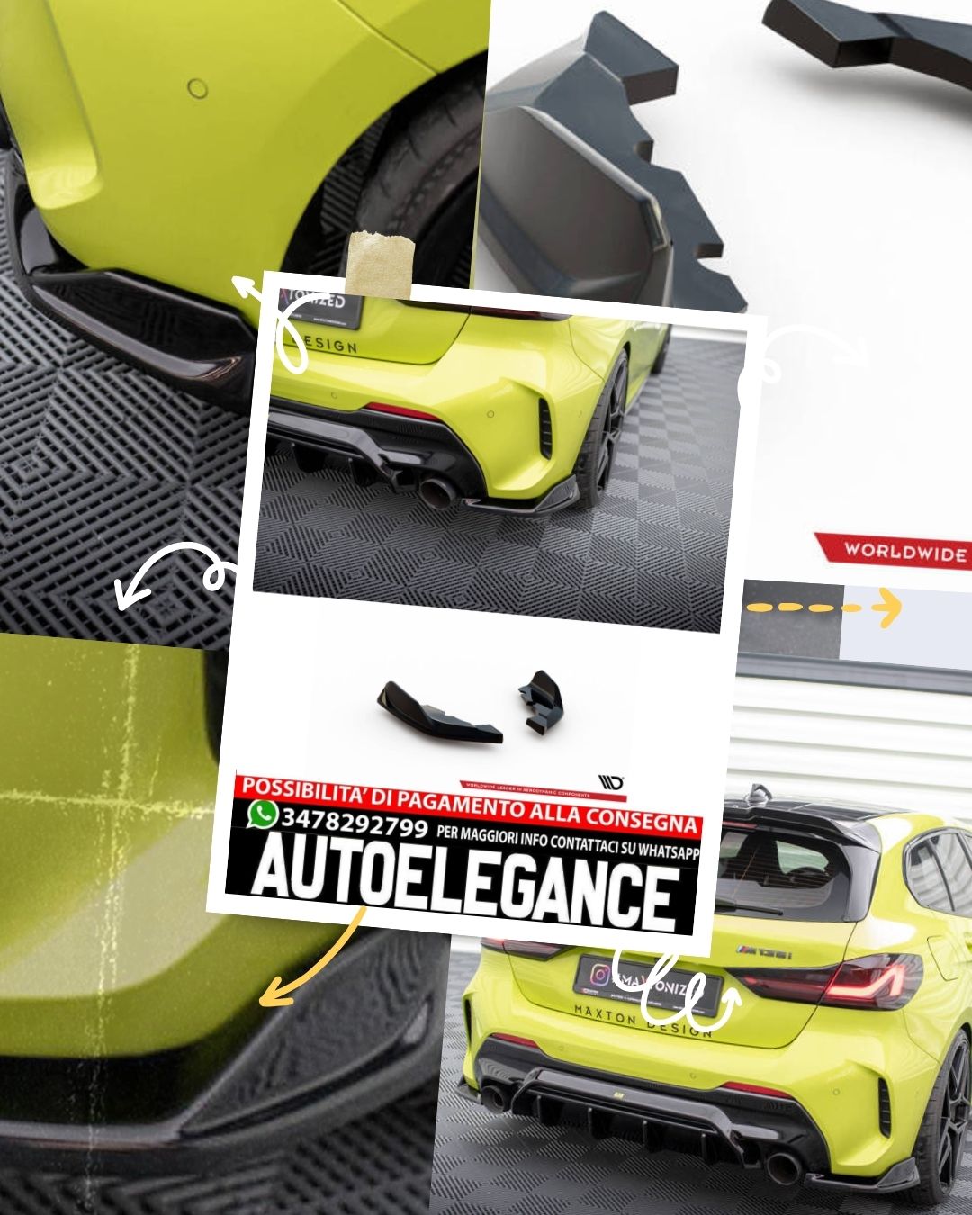 SPLITTER LATERALI POSTERIORI adatto compatibile per V.8 BMW 1 M-PACK / M135I F40 2019-