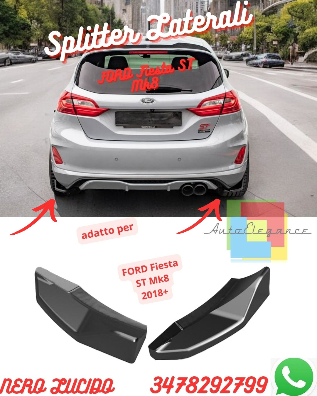 Rear Side Splitters SUITABLE FOR 💫FORD Fiesta ST Mk8 2018+ 💫 