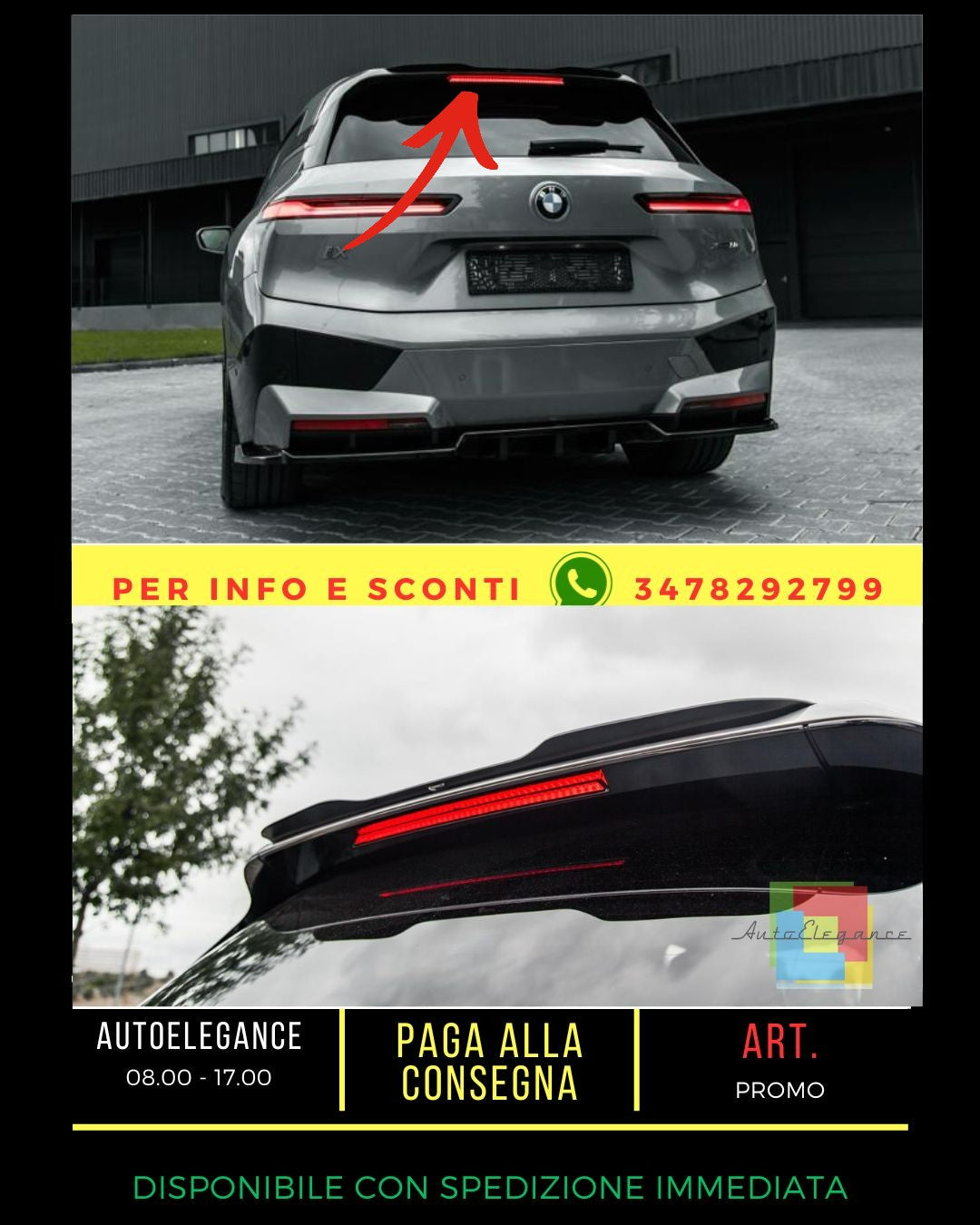 🔥Ala aggiuntiva Spoiler NERO LUCIDO PER BMW iX M-Pack i20 2019+🔥
