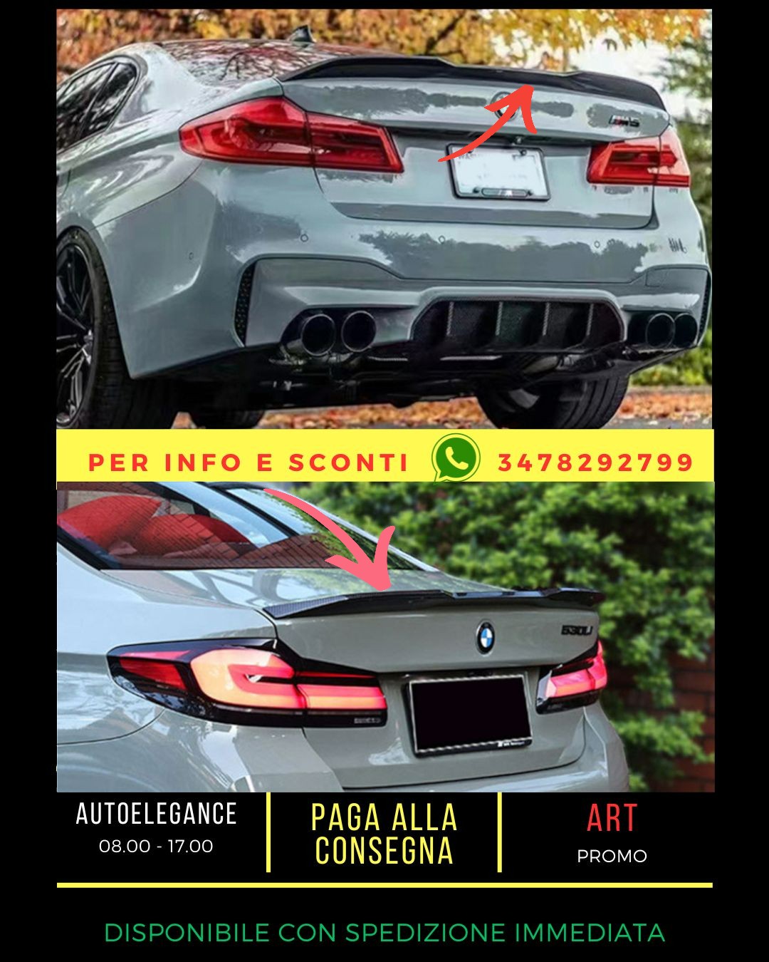 ✨SPOILER nero lucido ADATTO PER BMW 5 G30 G38 2017+ Sedan✨