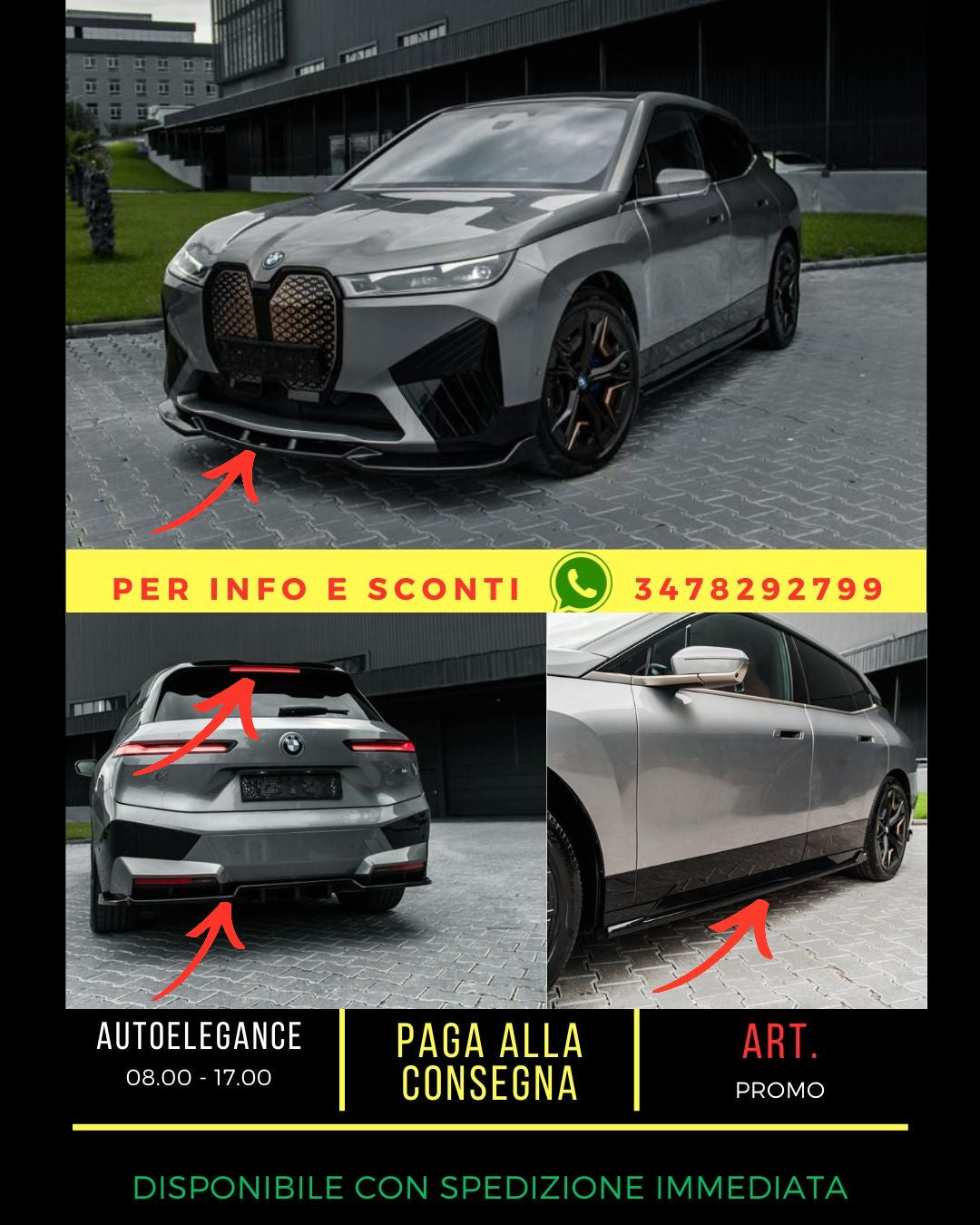 🔥Bodykit BMW iX M-Pack i20 2021+ splitter sottominigonne+spoiler+posteriore🔥