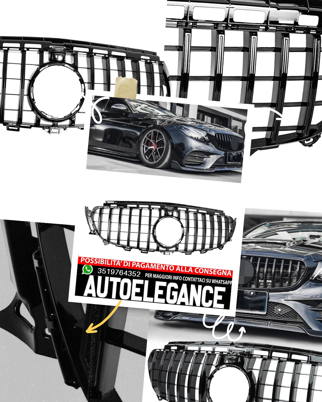 GRIGLIA GT Panamericana adatto per Mercedes Classe E W213 A238 C238 16-20 nero