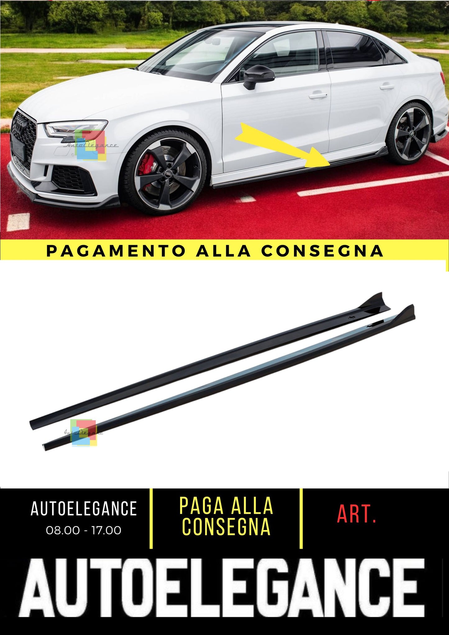 🌺Minigonne laterali V.3 Adatto Per Audi RS3 Sedan 8V Facelift🌺