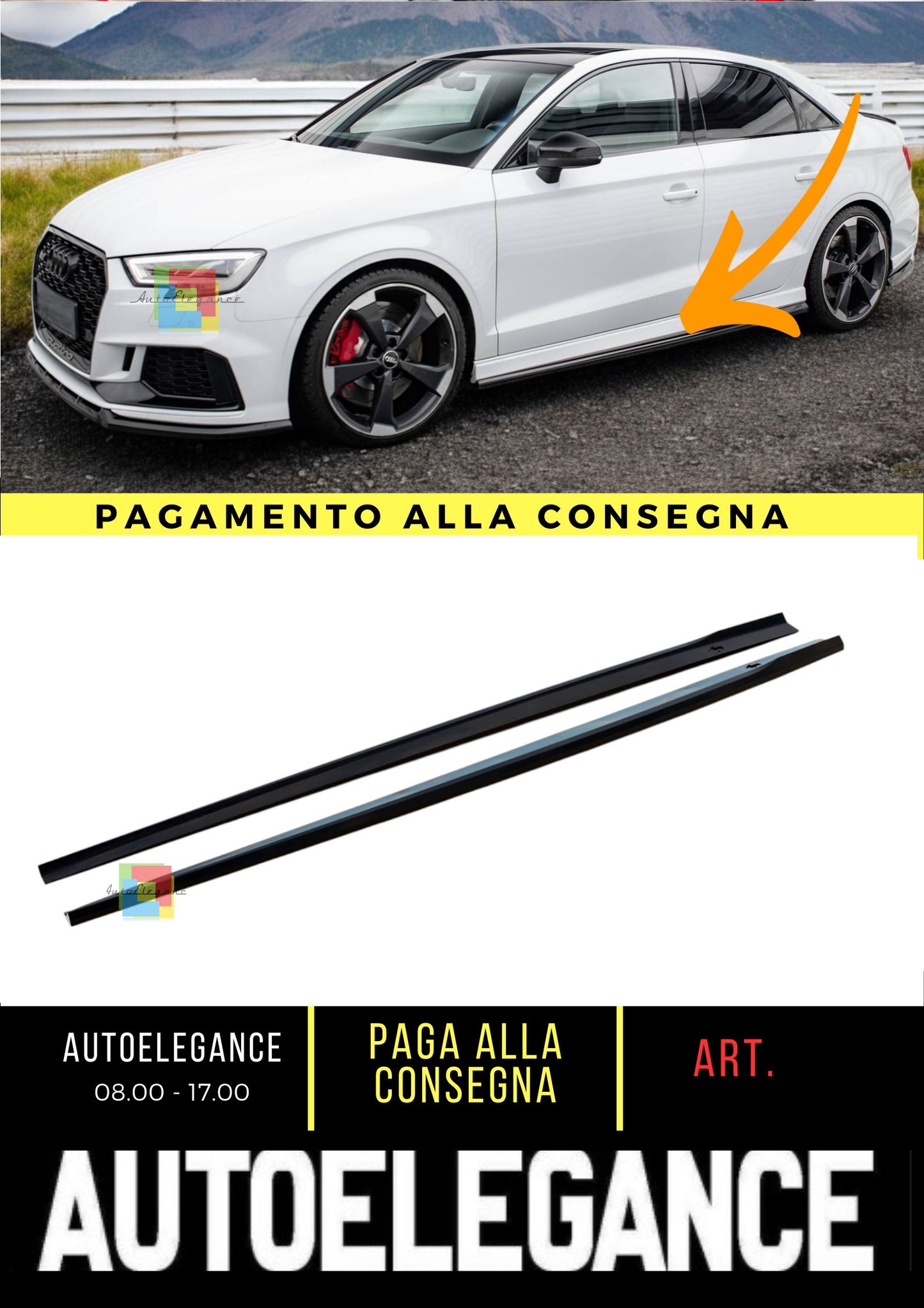 🌺Minigonne laterali  V.2 Adatto Per Audi RS3 Sedan 8V Facelift🌺