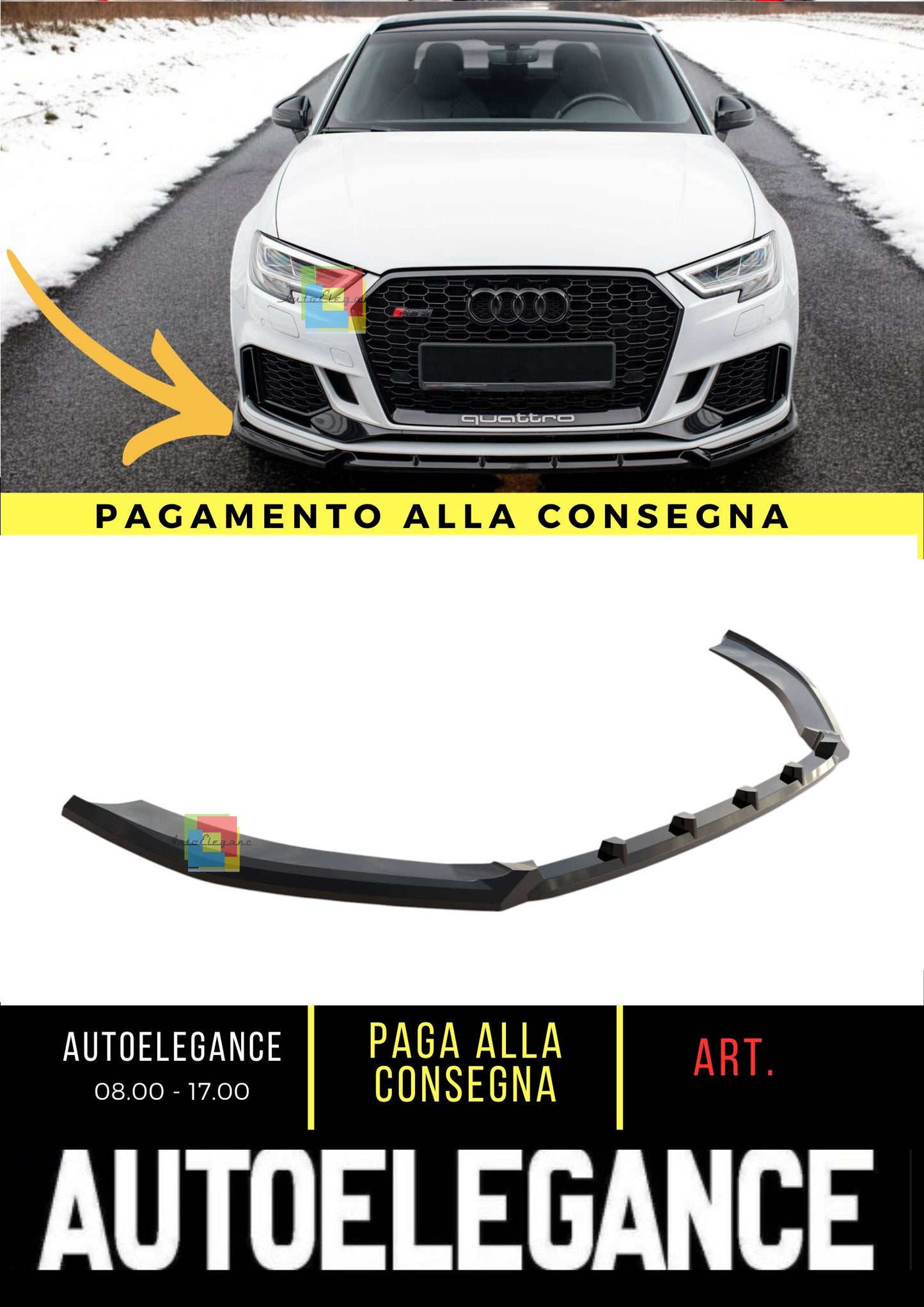 😎Splitter anteriore V.3 Adatto Per Audi RS3 Sedan 8V Facelift😎
