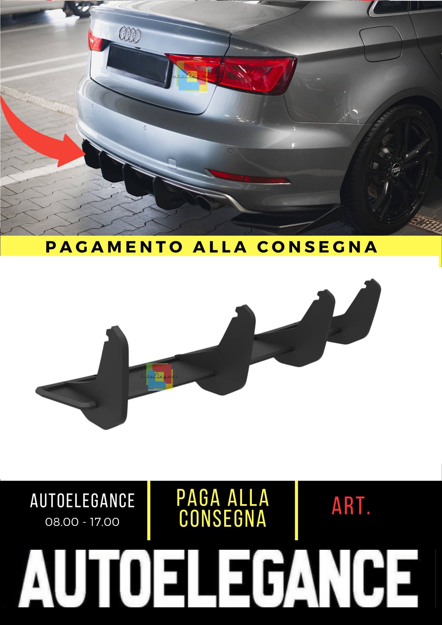 😎Diffusore posteriore Street Pro Adatto Per Audi S3 Sedan 8V😎