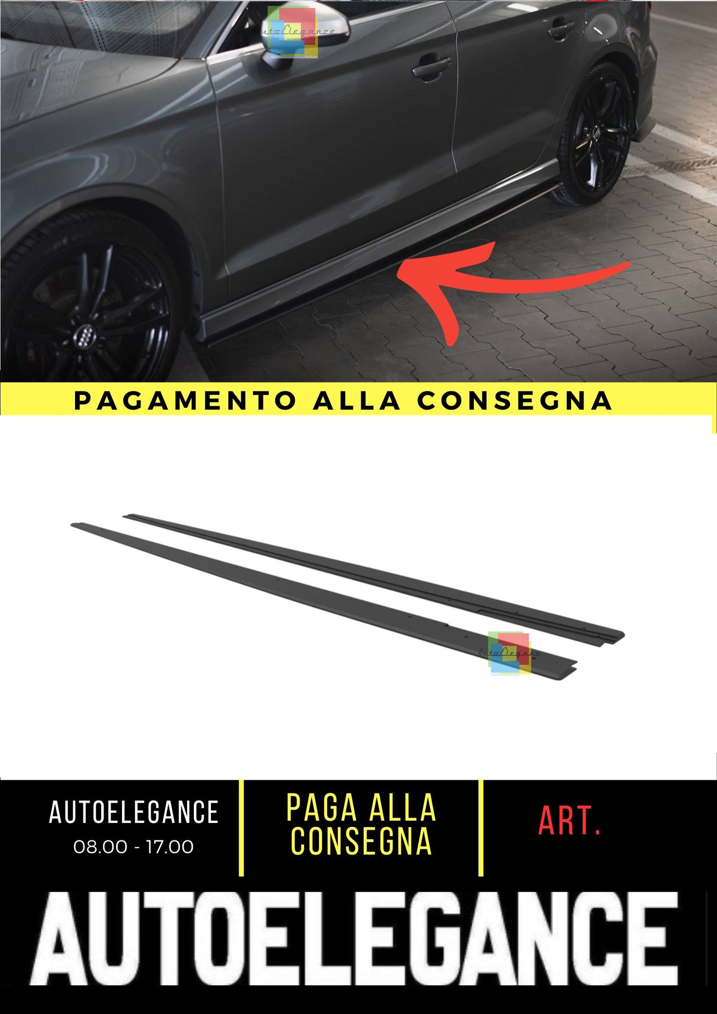 😎Minigonne laterali Street Pro Adatto Per Audi S3 / A3 S-Line Sedan 8V😎