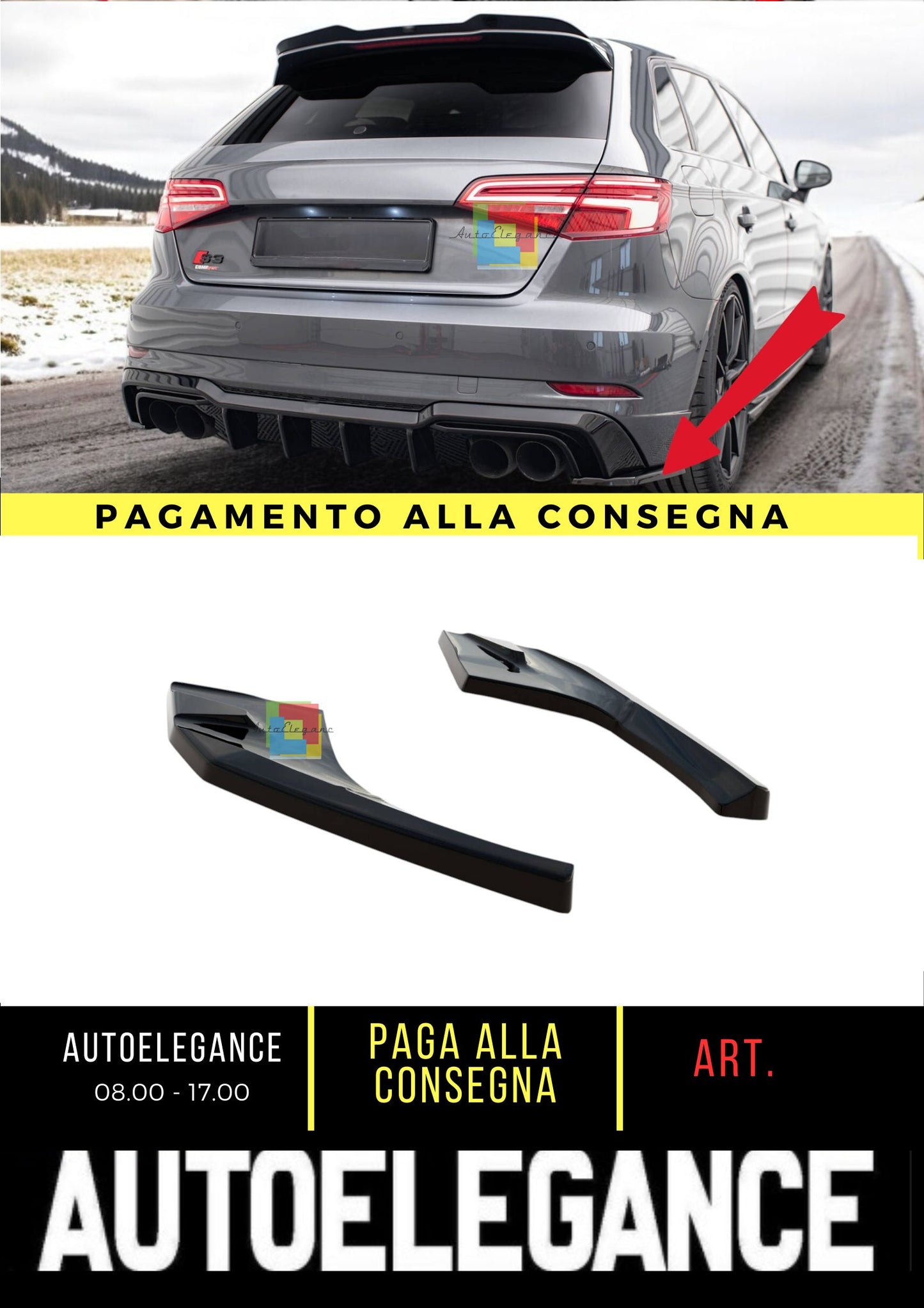 😎Splitter V.2 Adatto Per Audi S3 / A3 S-Line Sportback 8V Facelift😎