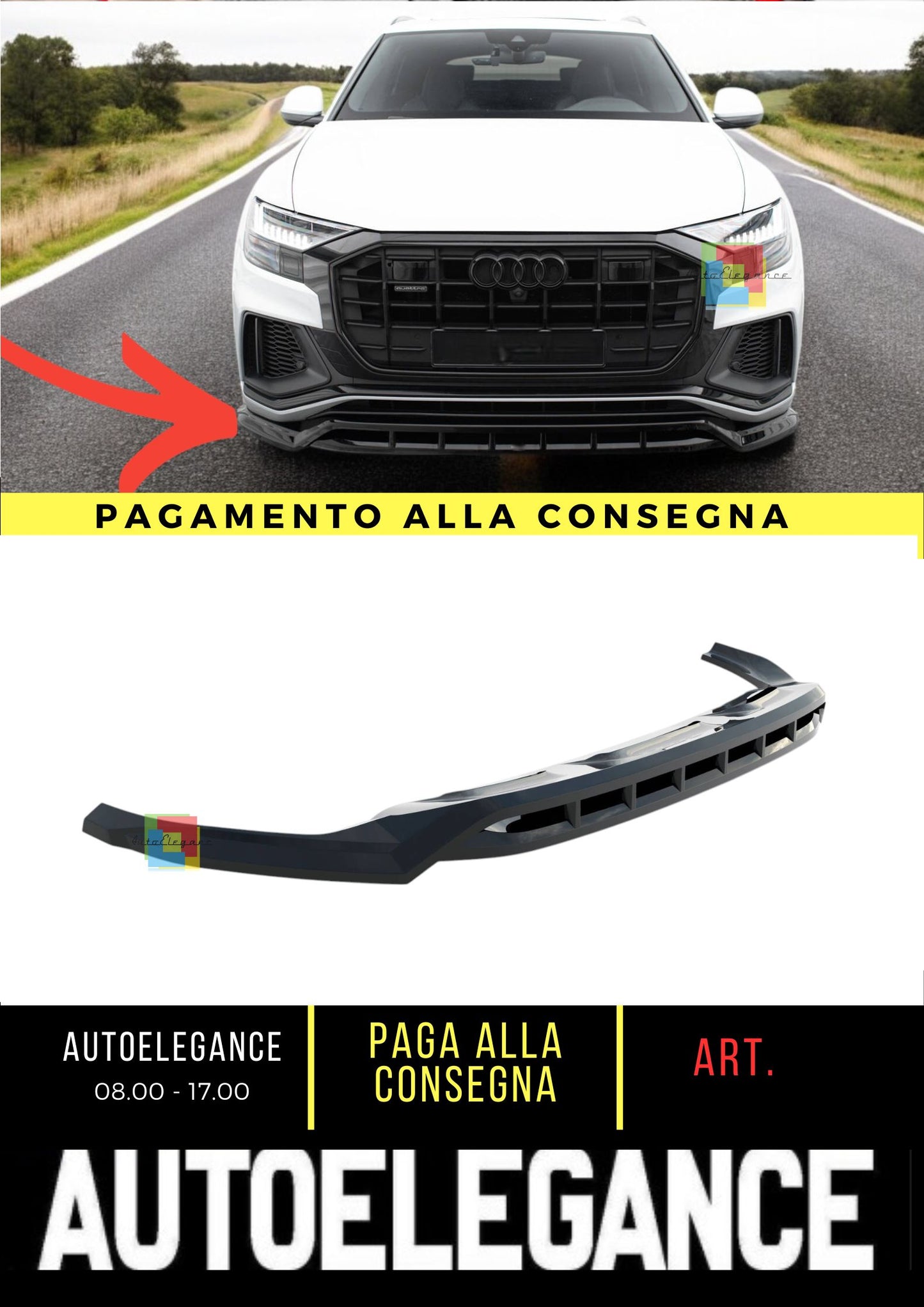 😎Splitter anteriore V.2 Adatto Per Audi SQ8 / Q8 S-Line Mk1😎