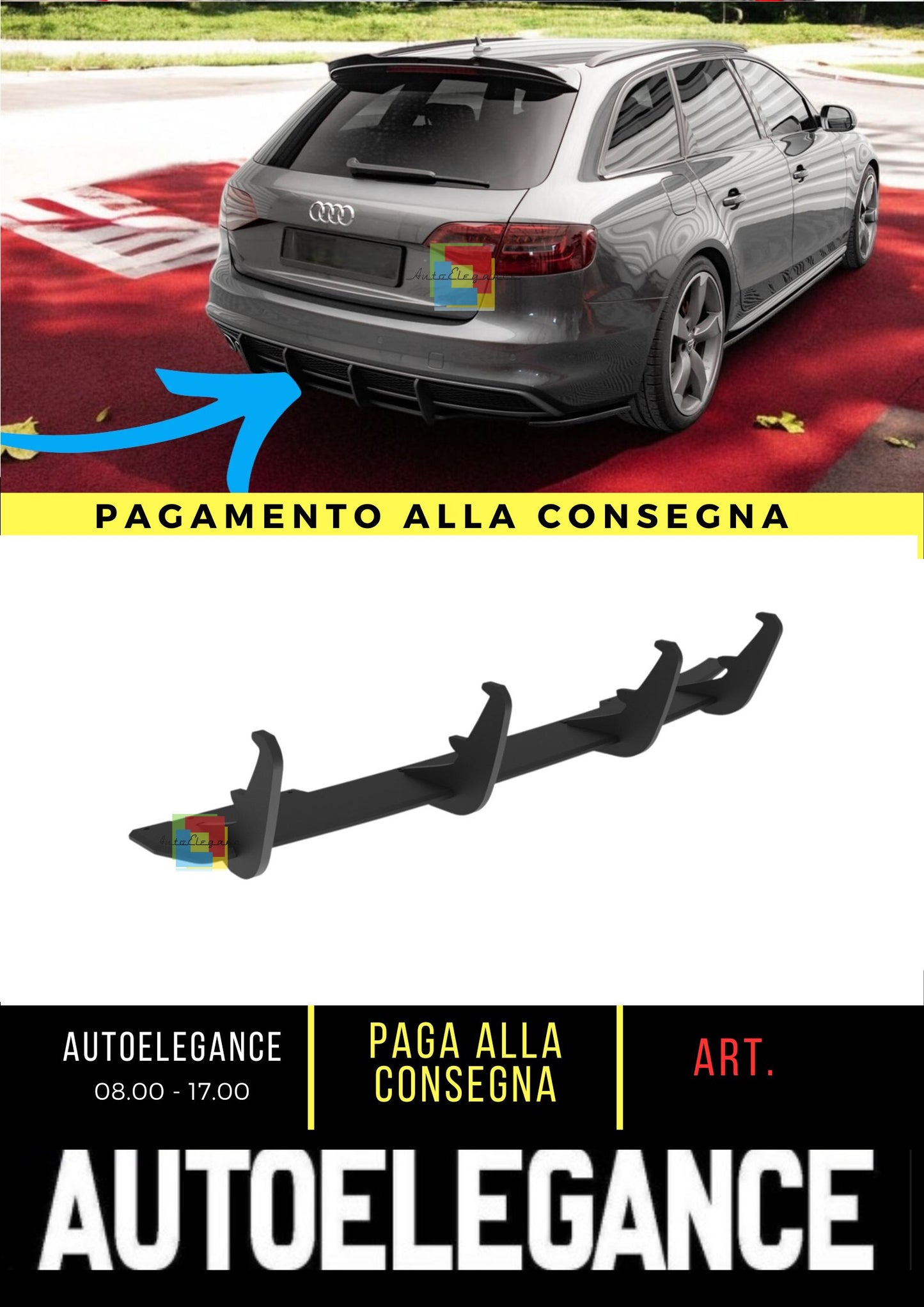 😎Diffusore posteriore Street Pro Adatto Per Audi A4 S-Line B8 Facelift😎