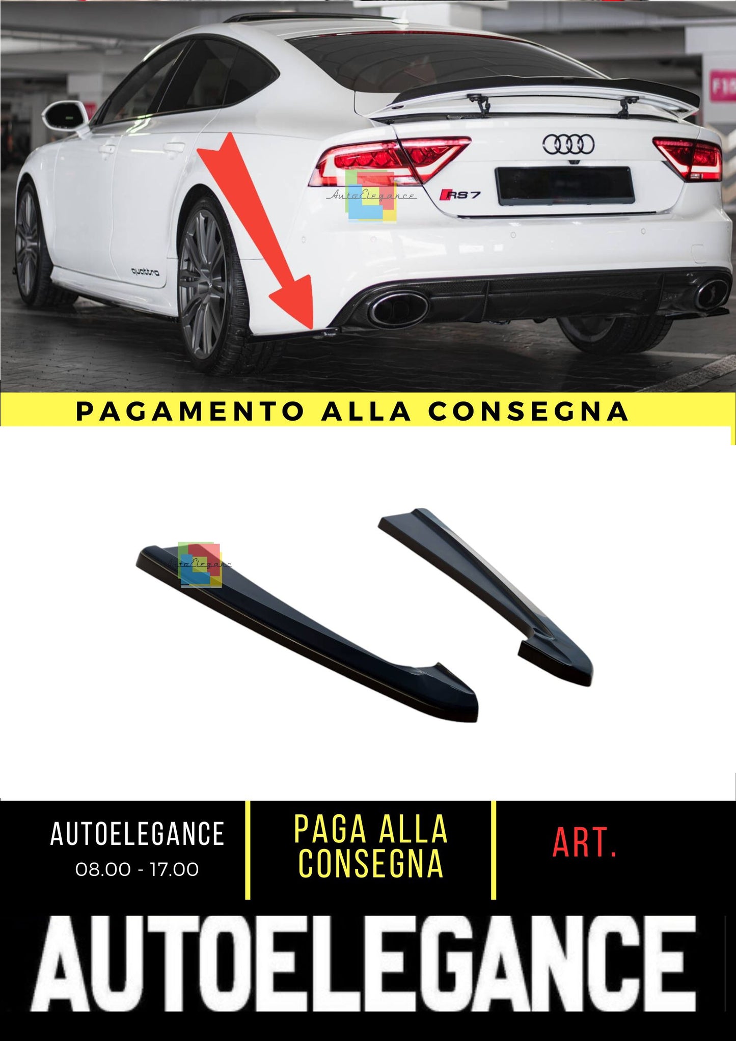 😎Splitter laterali posteriori V.2 Adatto Per Audi RS7 C7😎