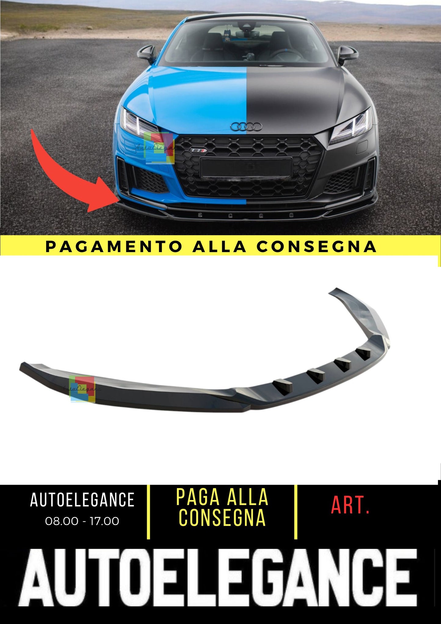 😎Splitter anteriore V.2 Adatto Per Audi TT S / TT S-Line 8S Facelift😎