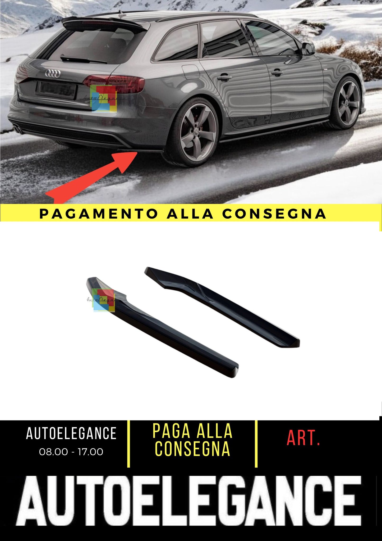 😍Rear Side Splitter V.2 Suitable For Audi A4 S-Line Avant B8 Facelift😍