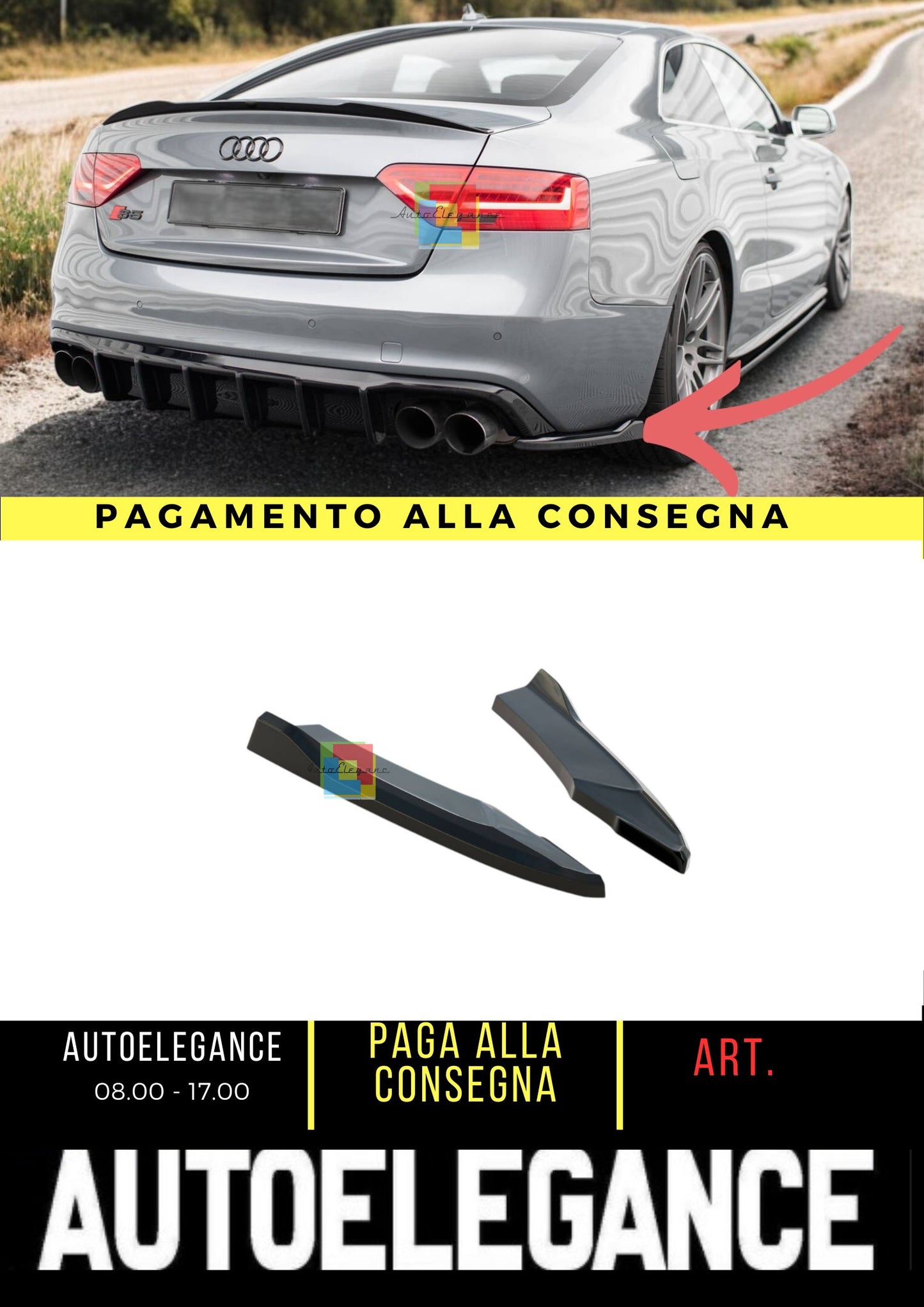 😍Splitter laterali posteriori Adatto Per Audi S5/A5 S-Line Coupe 8T Facelift😍