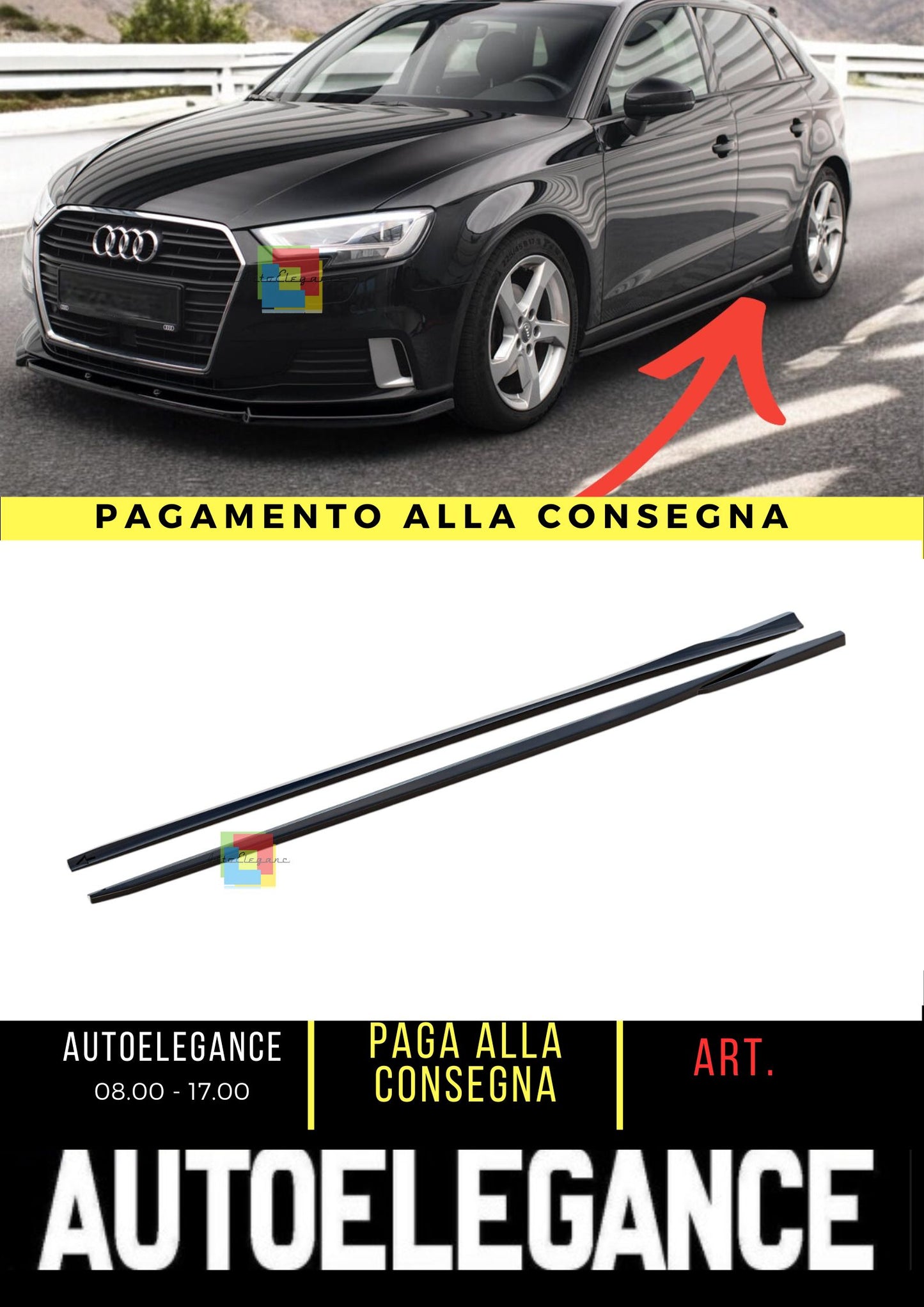 😍Minigonne Laterali Adatto Per Audi A3 Sportback 8V Facelift😍