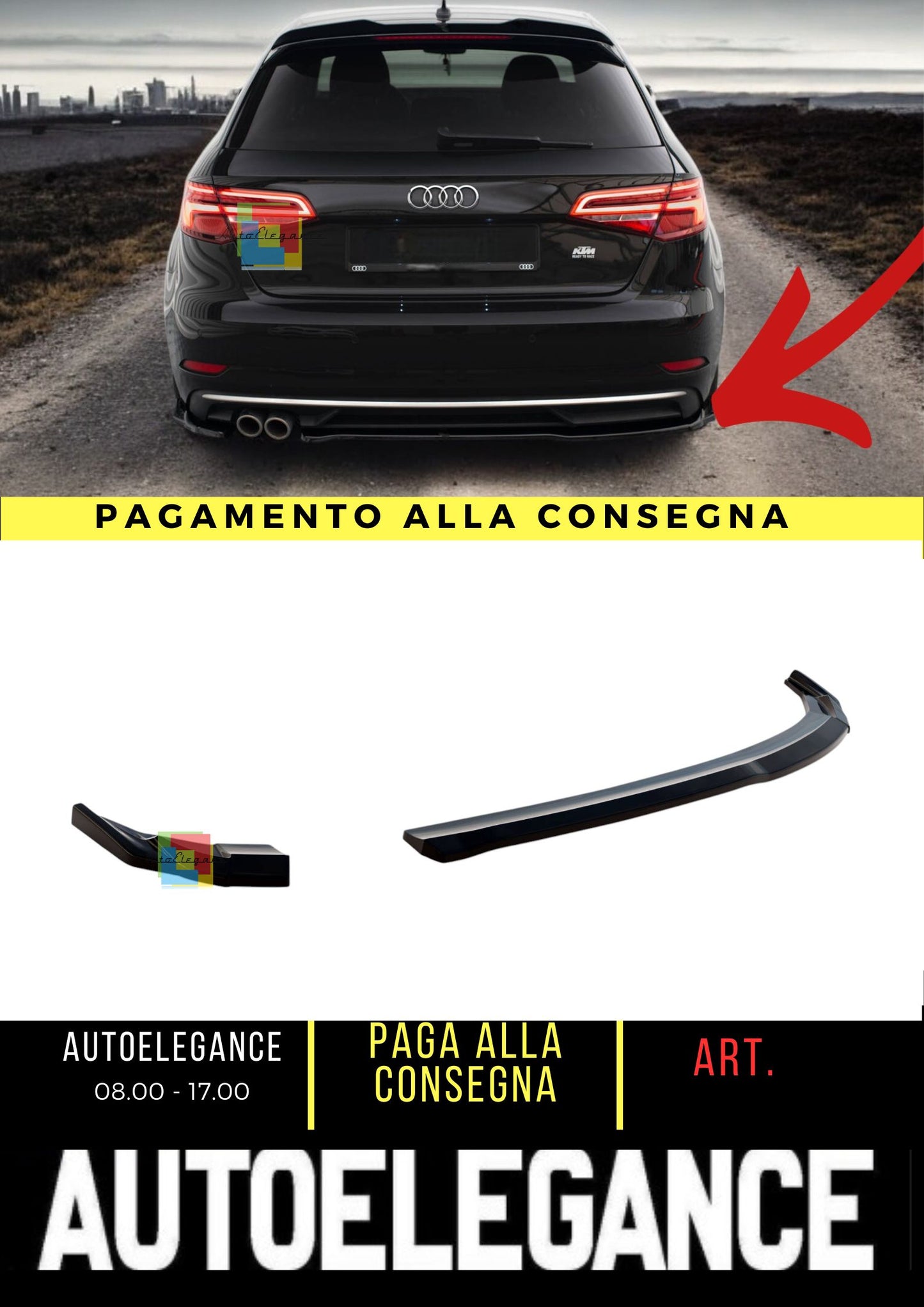 😍Splitter laterali posteriori Adatto Per Audi A3 Sportback 8V Facelift😍