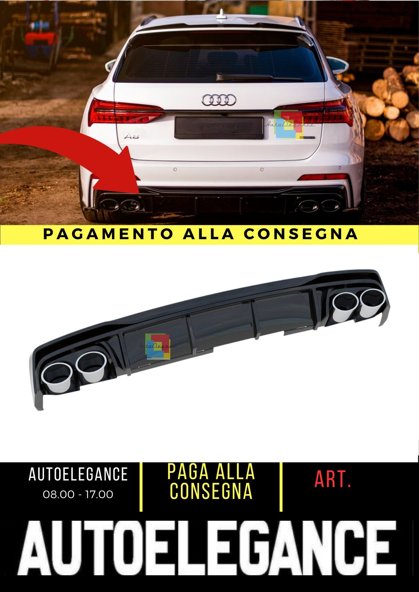 💥Spoiler posteriore + terminali di scarico Adatto Per  Audi A6 S-Line/S6 C8 💥