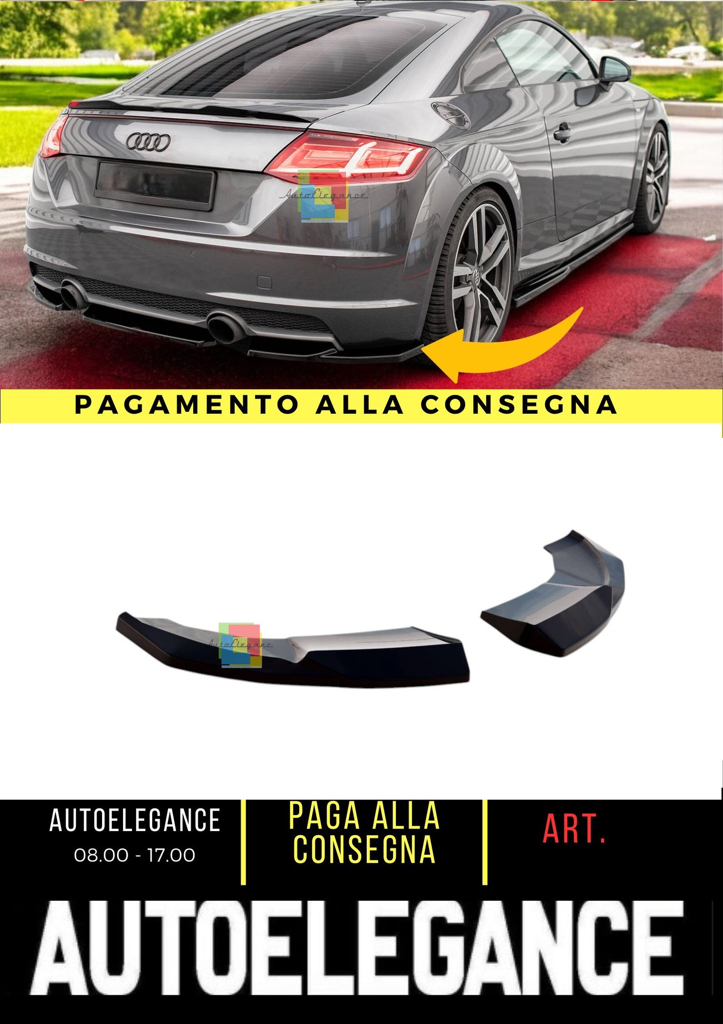 💥Splitter laterali posteriori V.1 ADatto Per Audi TT S-Line 8S💥