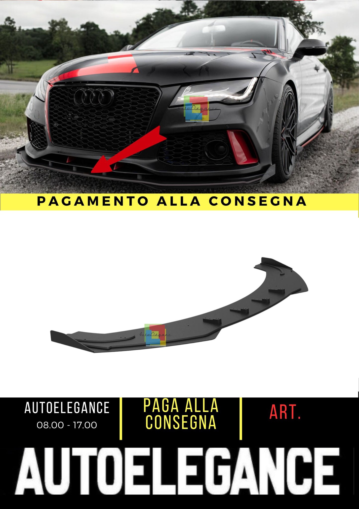 💥Splitter anteriore Street Pro + alette Adatto Per Audi A7 RS7 Look C7💥