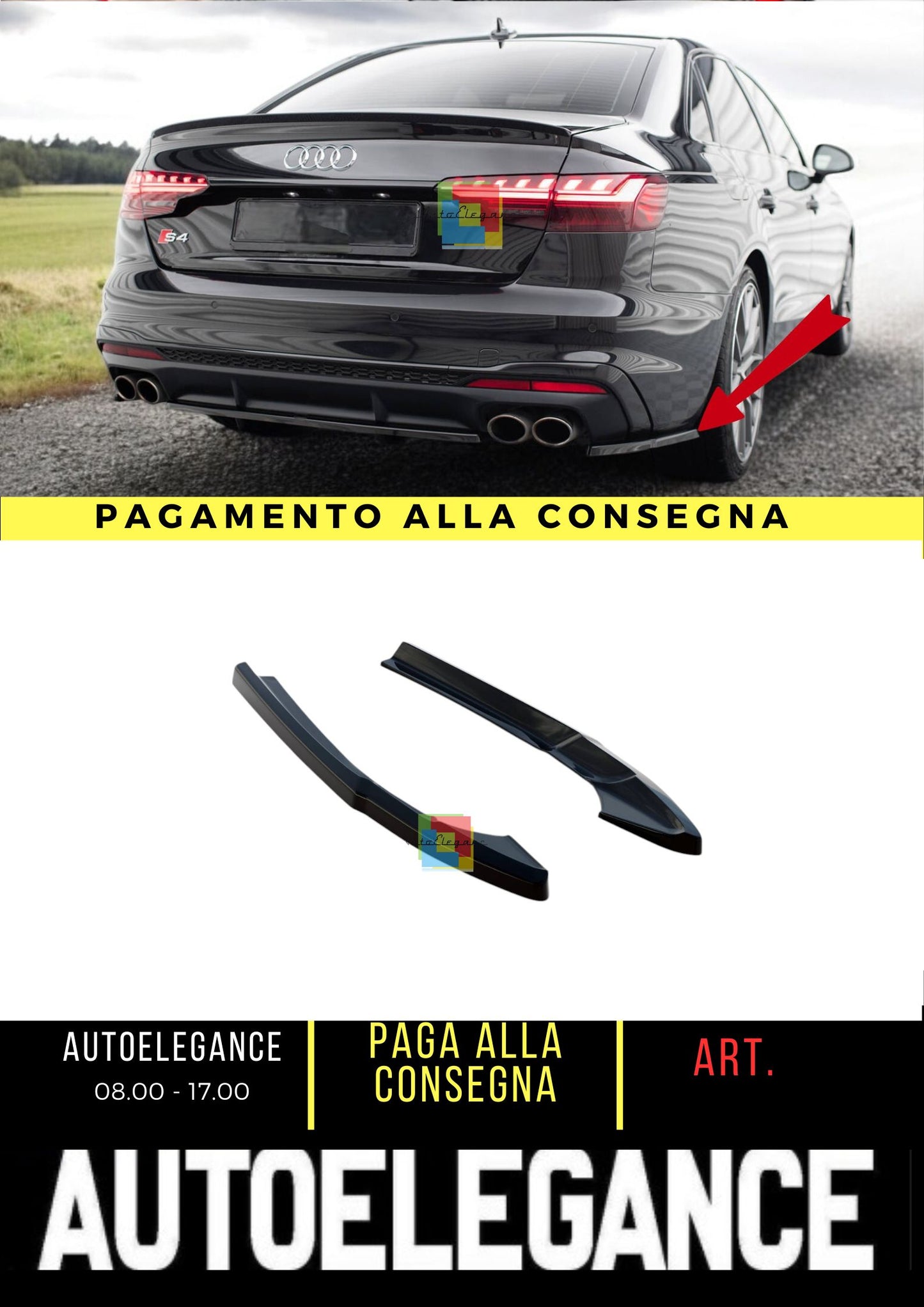 💥Rear Side Splitters Suitable For Audi S4 B9 Facelift💥