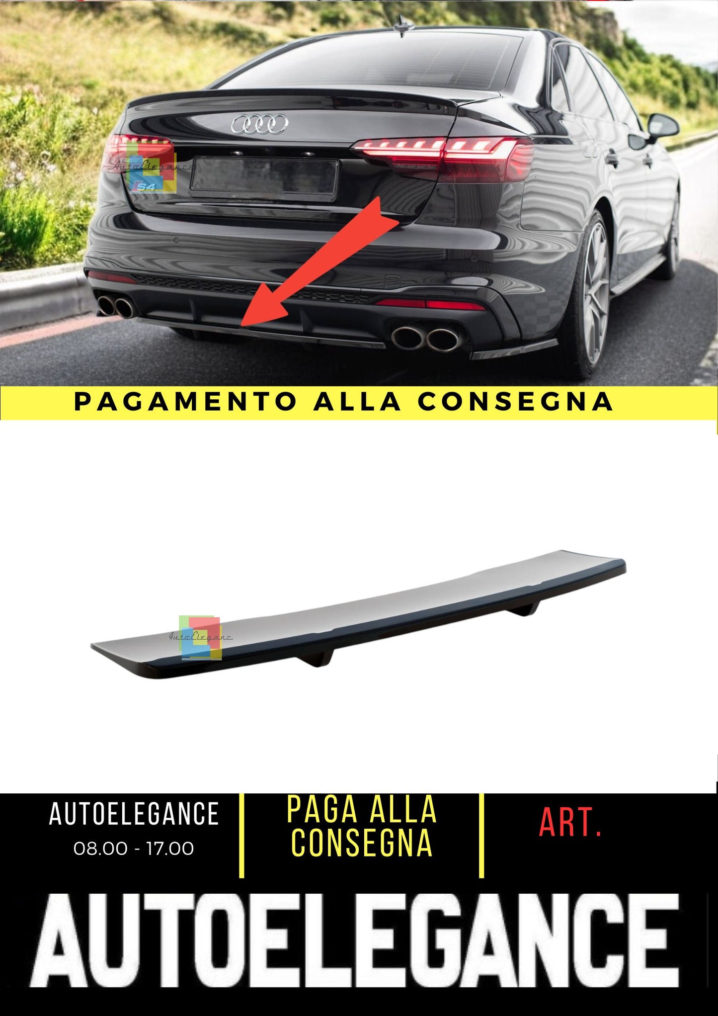 💥Rear Splitter (with vertical bars) Suitable For Audi S4 B9 Facelift💥