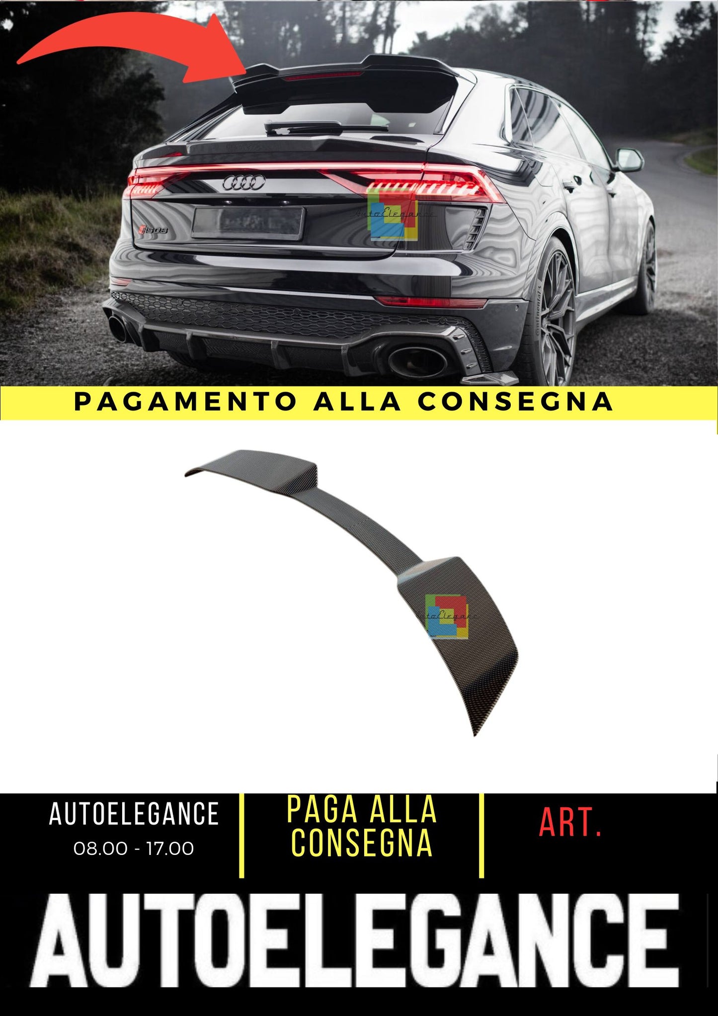 💥Prepreg Carbon Fiber Spoiler (Upper)Suitable for Audi RSQ8 💥