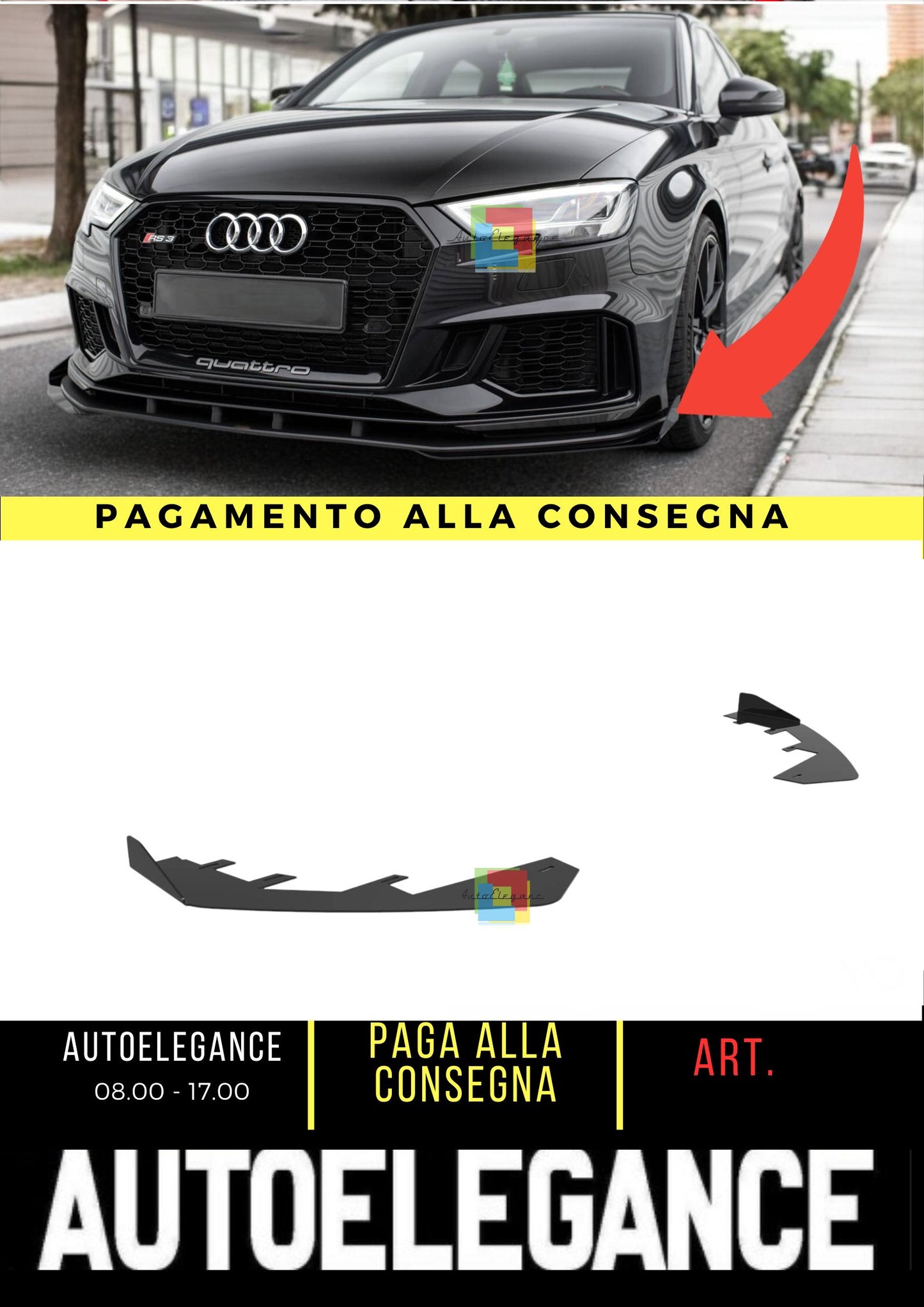 💥Alette anteriori adatto per Audi RS3 Sedan 8V Facelift💥