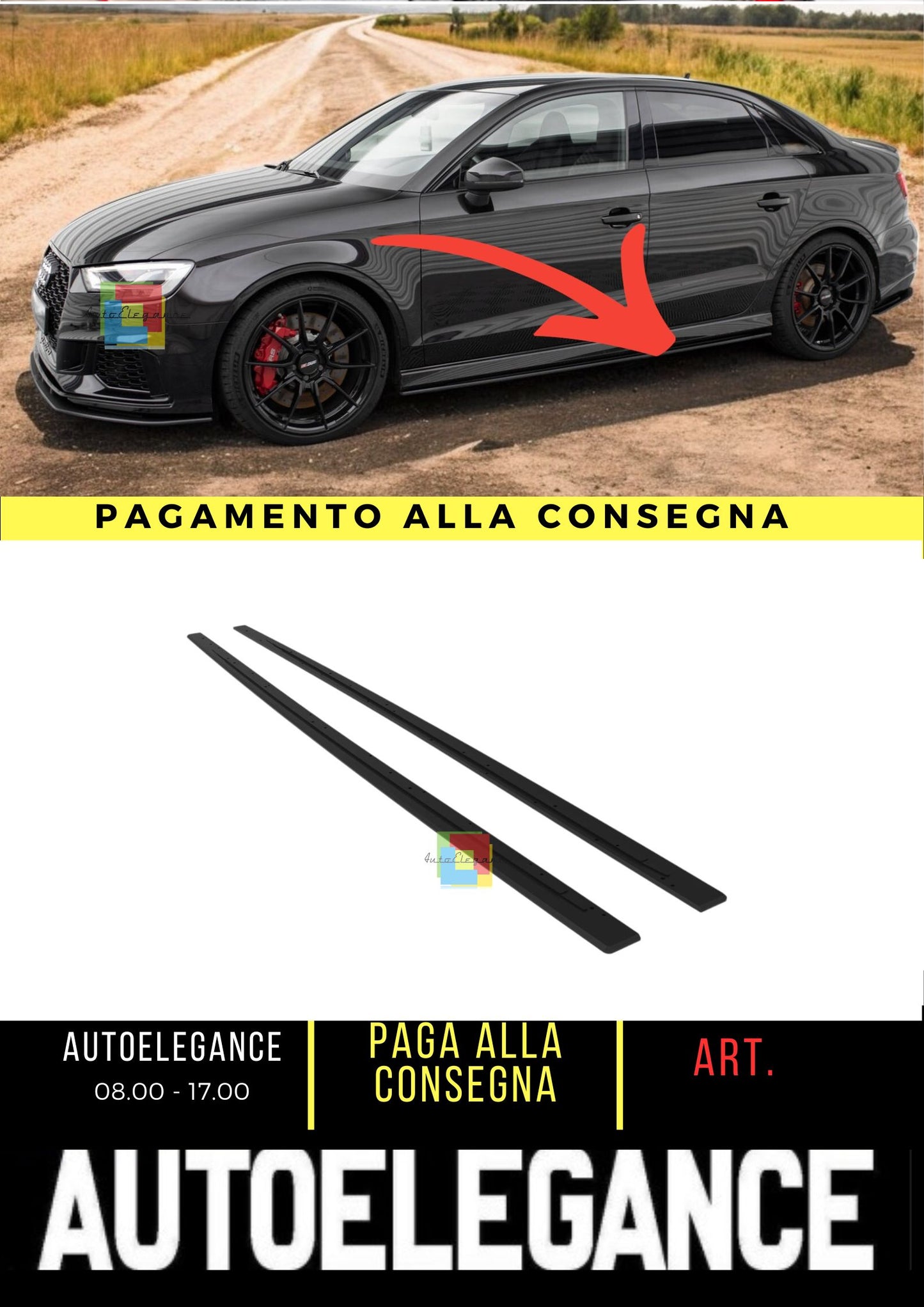 💥Street Pro Side Skirts Suitable For Audi RS3 Sedan 8V Facelift💥