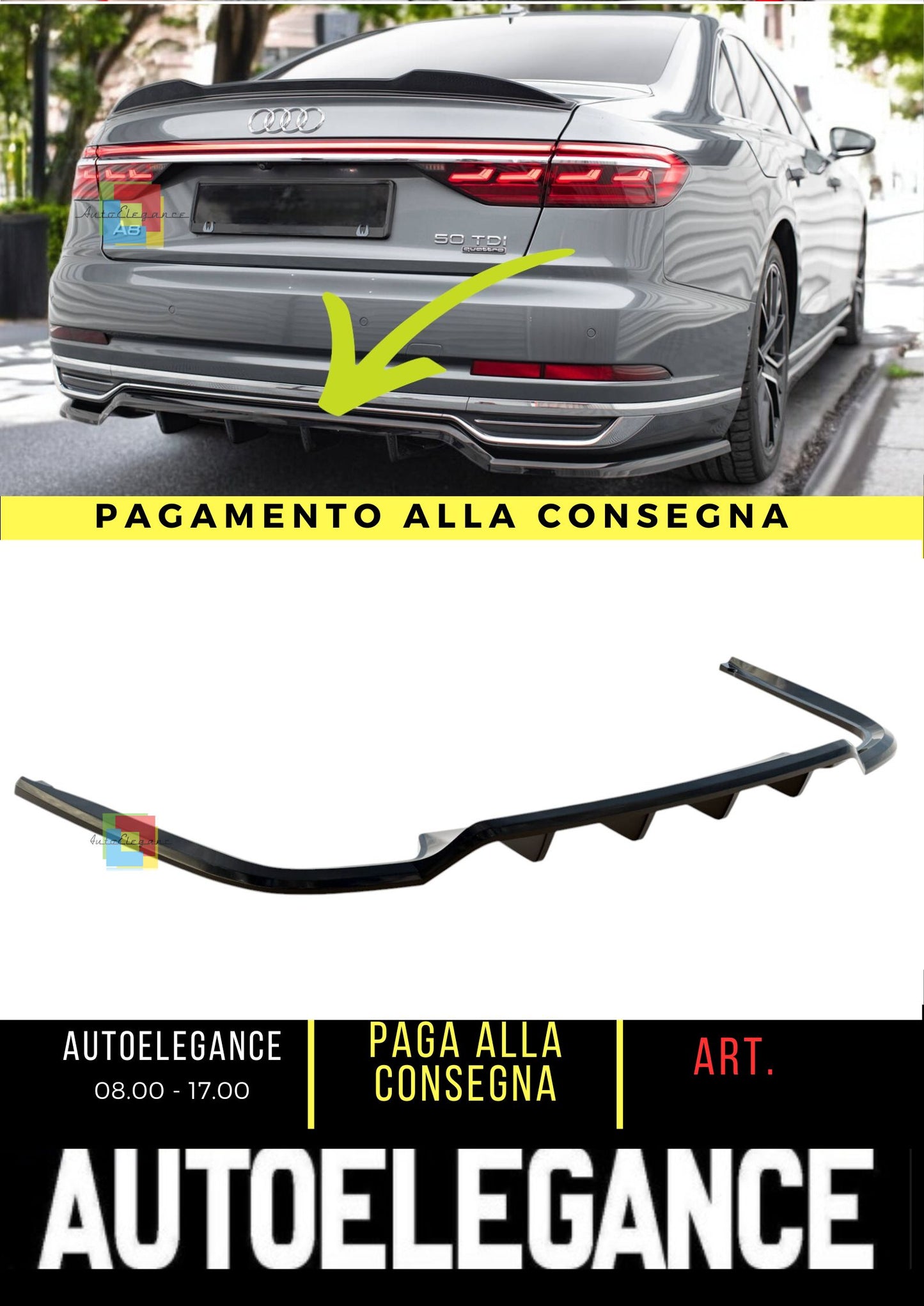 💥Rear Splitter (with vertical bars) Suitable for Audi A8 D5💥