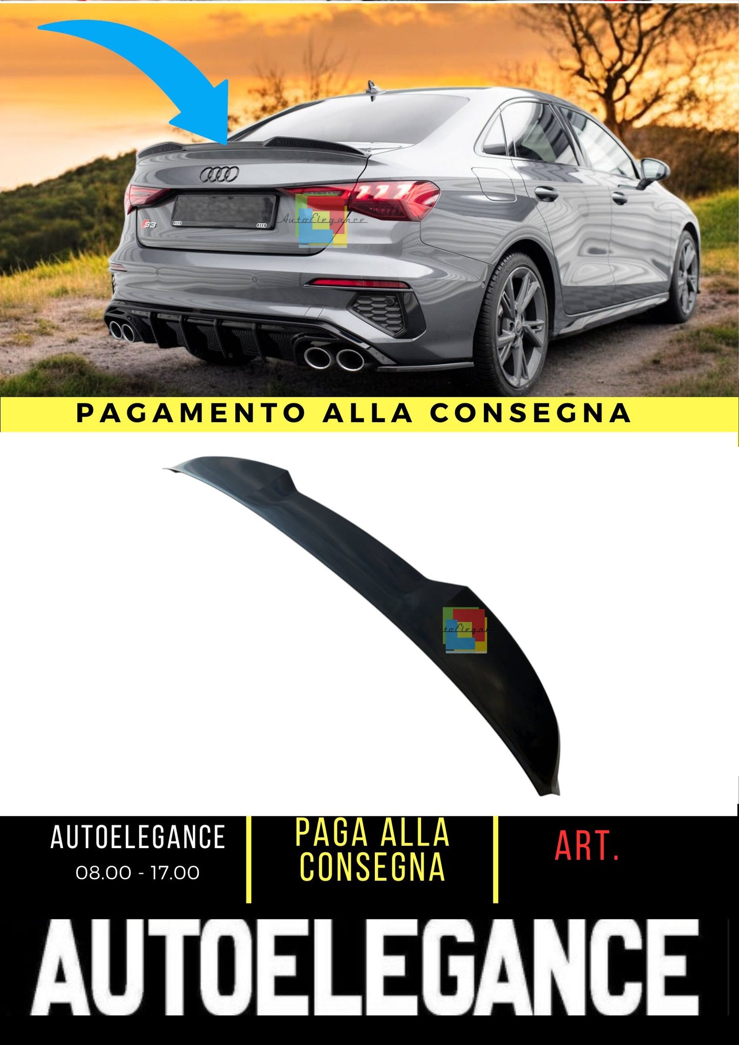 💥Tappo spoiler 3D ADatto Per Audi A3 / A3 S-Line / S3 / RS3 Berlina 8Y💥