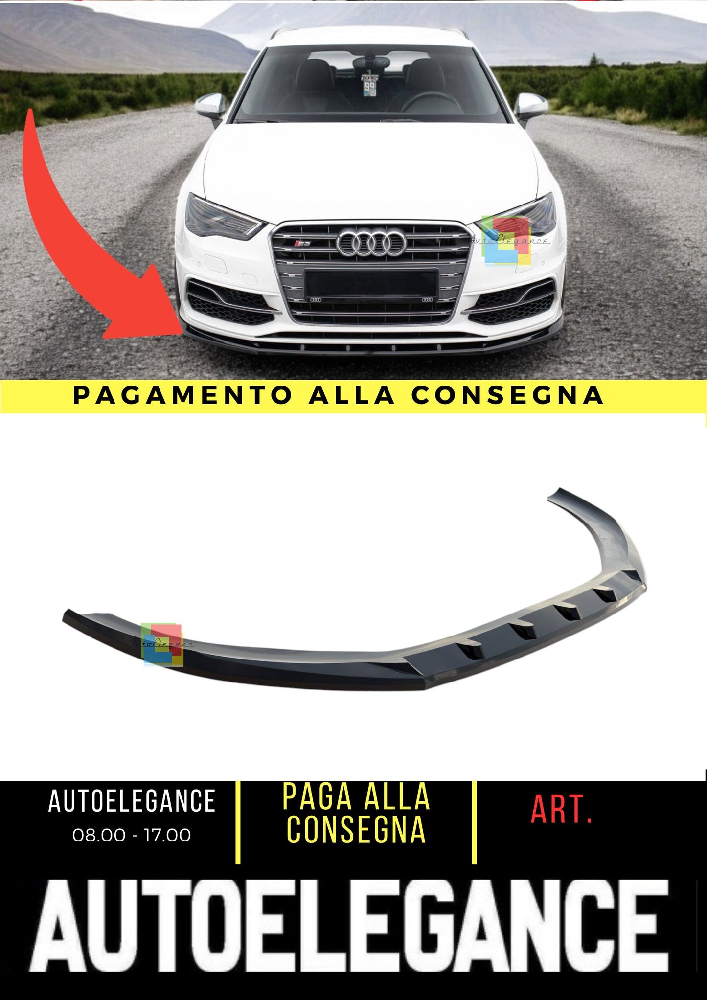 💥Splitter anteriore V.1 Adatto Per Audi S3/A3 S-Line Sportback/Hatchback 8V💥