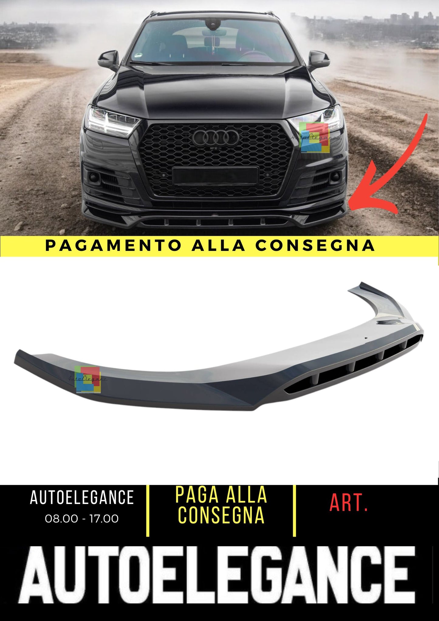 💥Splitter anteriore V.2 Adatto Per Audi SQ7 / Q7 S-Line Mk2 2016-2019💥