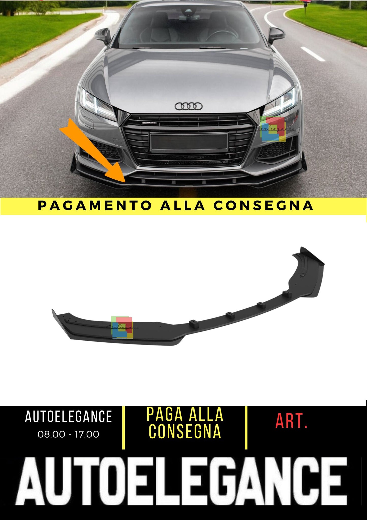 💥Splitter anteriore Street Pro + alette adatto per Audi TT S / S-Line 8S💥