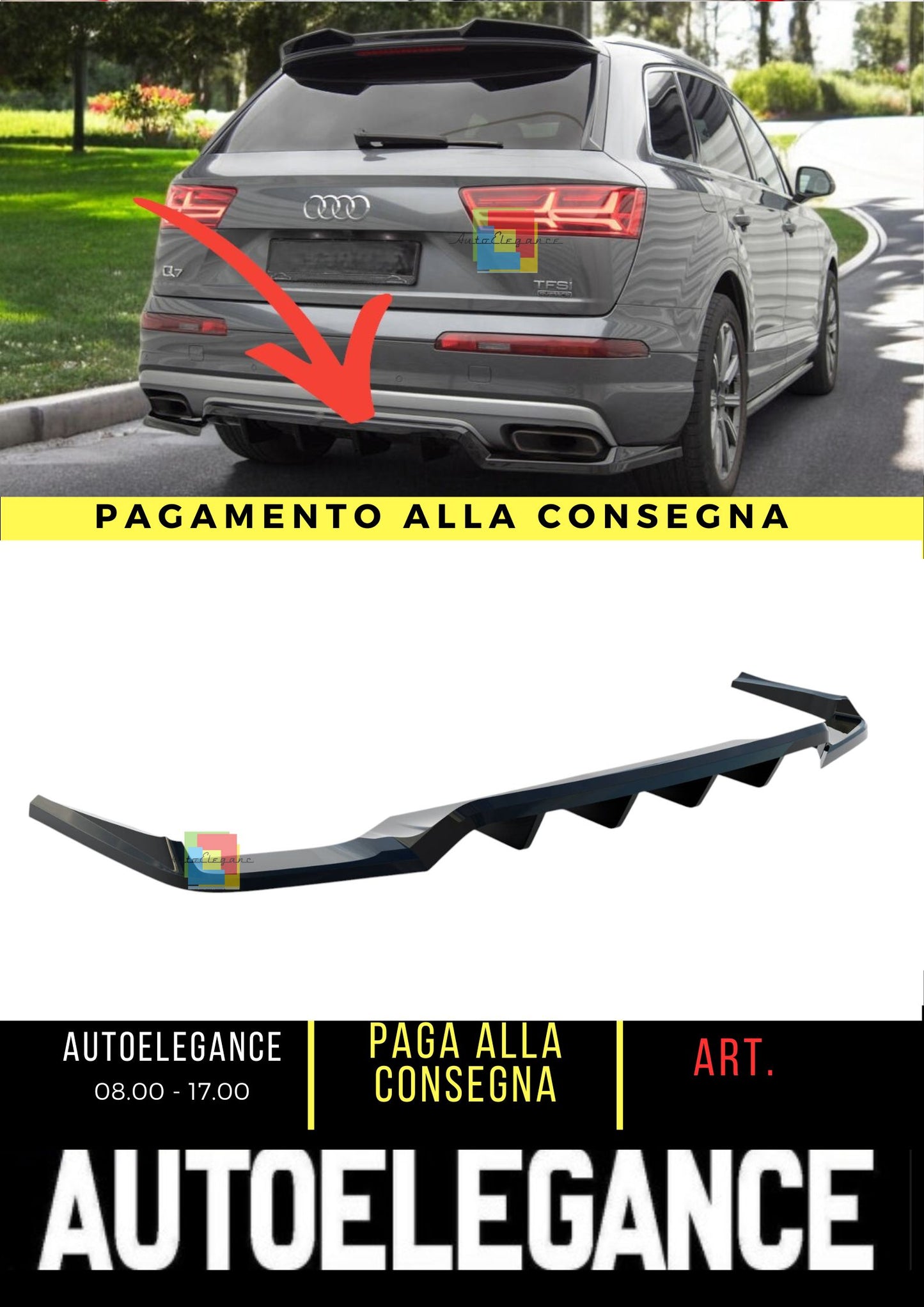 😍Splitter posteriore (con barre verticali) Adatto Per Audi Q7 Mk2😍