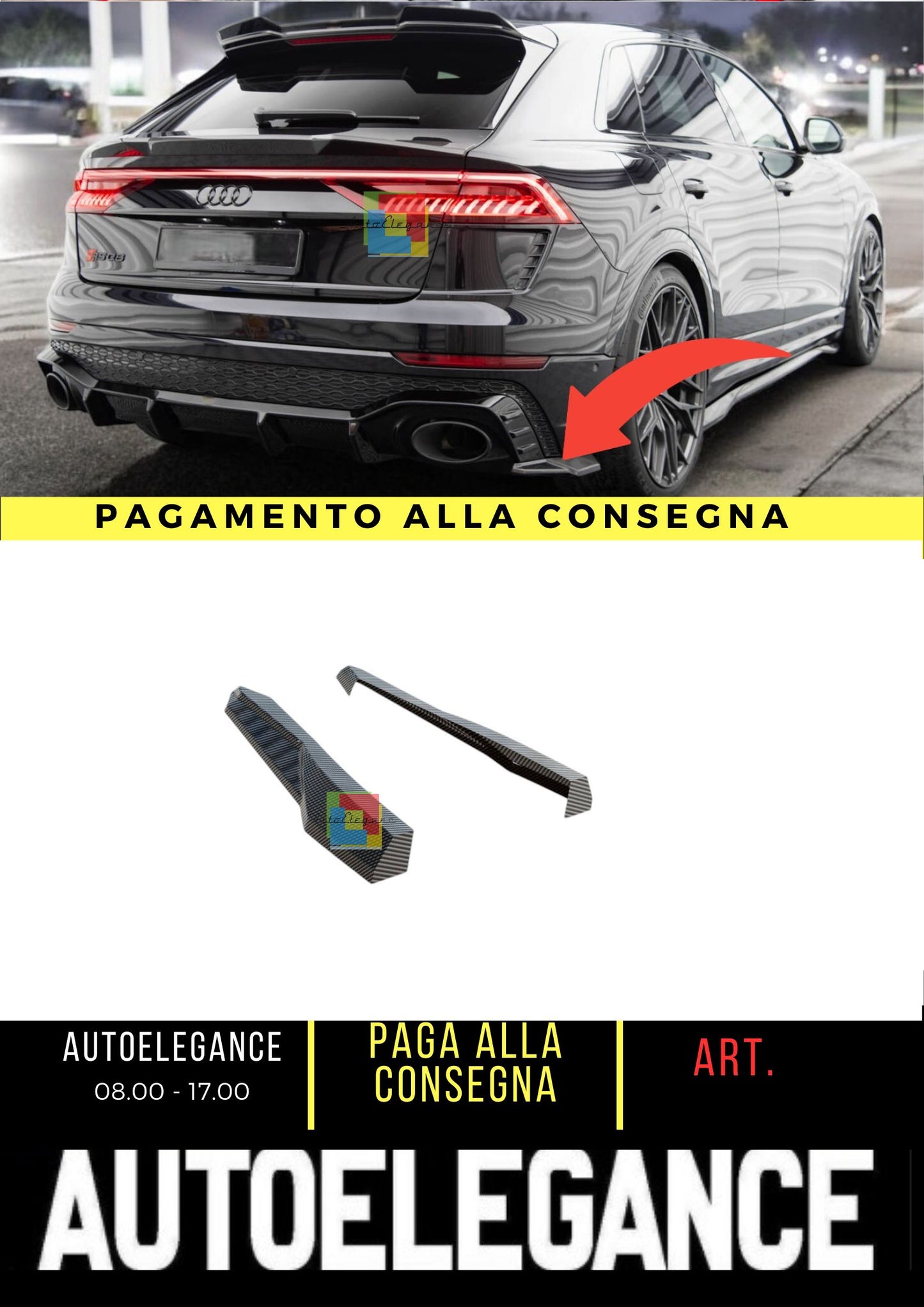 😍Splitter laterali posteriori in fibra di carbonio adatto per Audi RSQ8 Mk😍