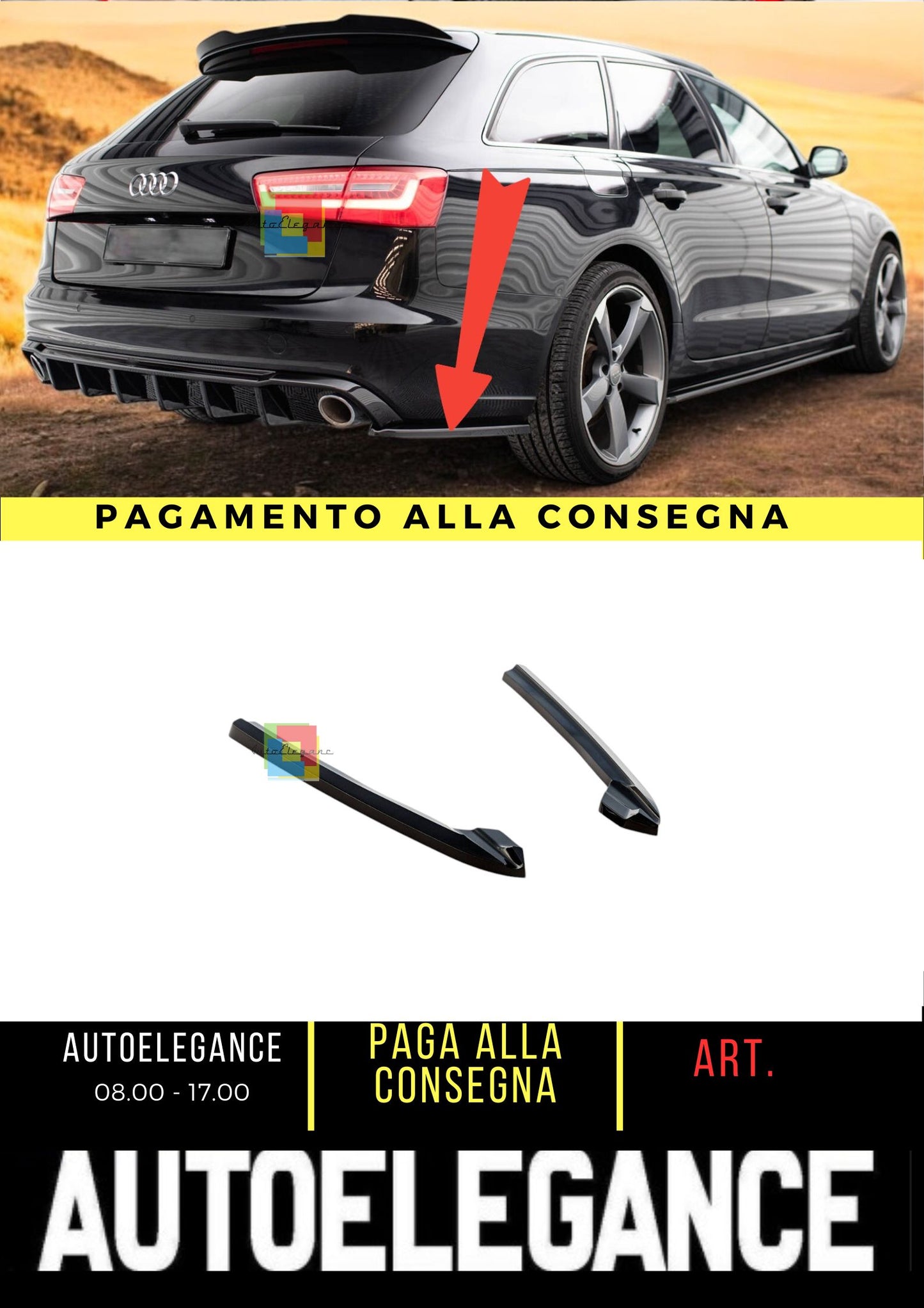 😍Splitter Laterali Posteriori V.3 ADatto Per Audi A6 Avant C7😍
