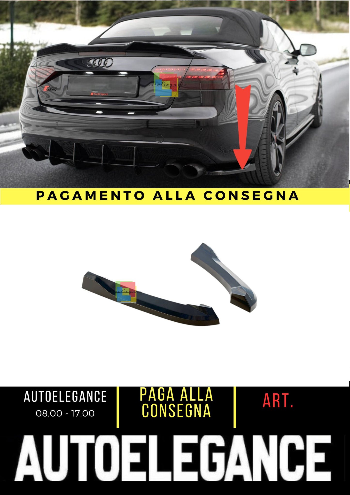 😎Rear splitter V.1 Suitable for Audi S5/A5 S-Line Coupé/Cabriolet 8T😎