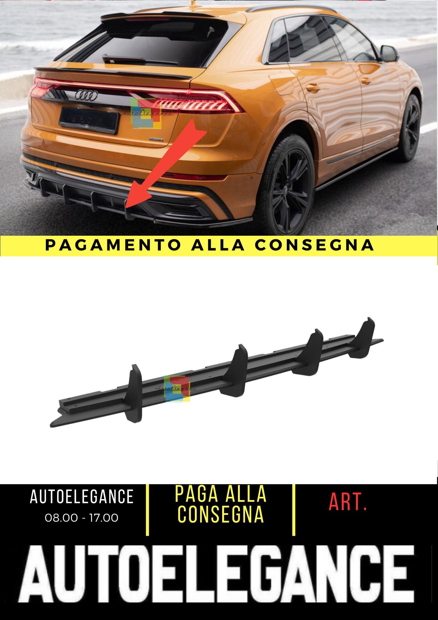 😎Diffusore posteriore Street Pro Adatto Per Audi Q8 S-Line Mk1😎