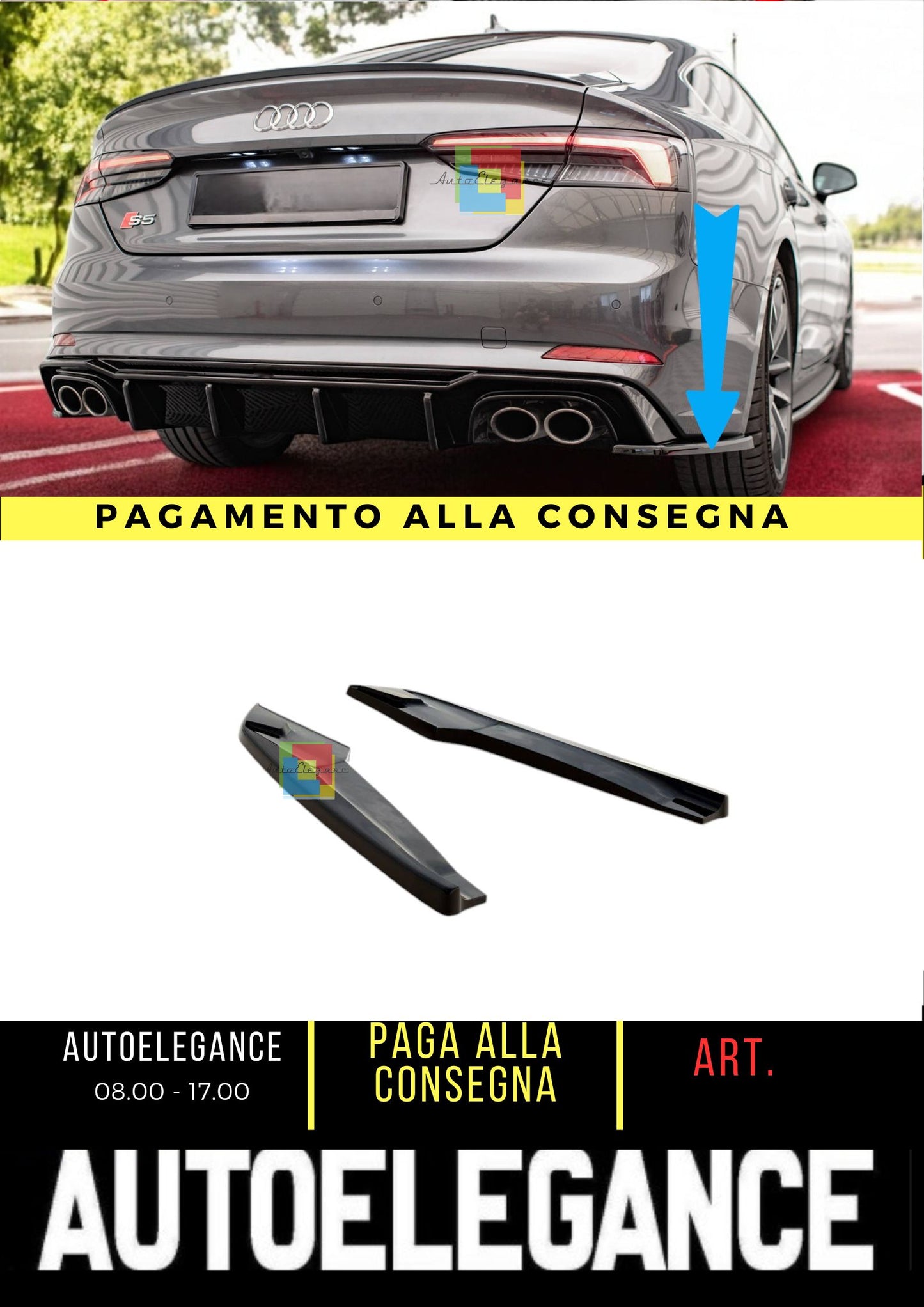 😎Rear Side Splitters Suitable For Audi S5 Coupe / Sportback F5😎