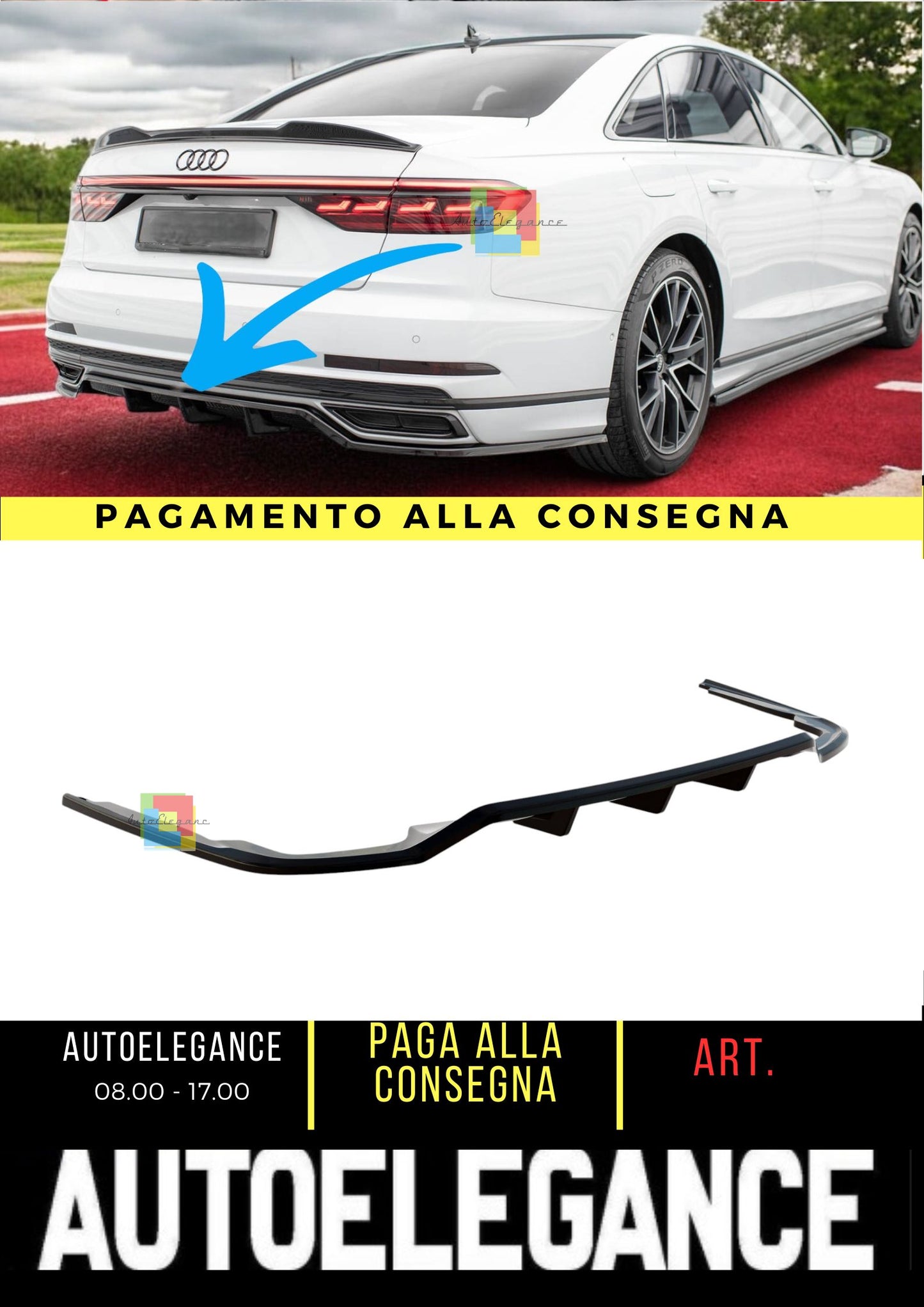 🔥Splitter posteriore (con barre verticali)Adatto Per Audi A8 S-Line D5🔥
