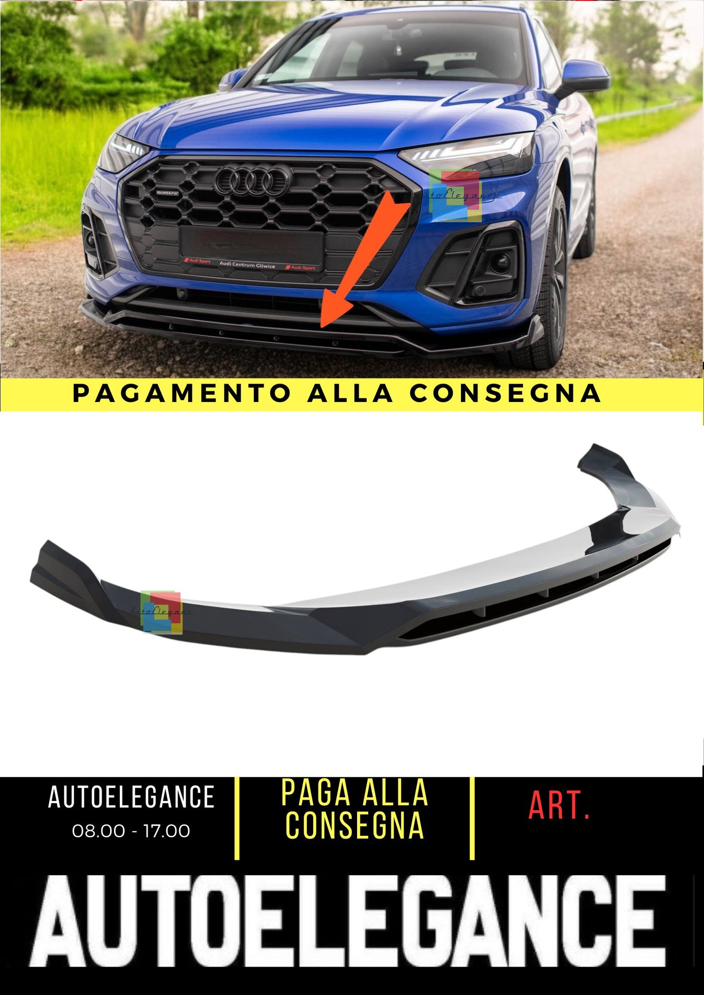 😍Splitter V.1 Suitable For Audi SQ5/Q5 S-Line SUV/Sportback Mk2 Facelift😍