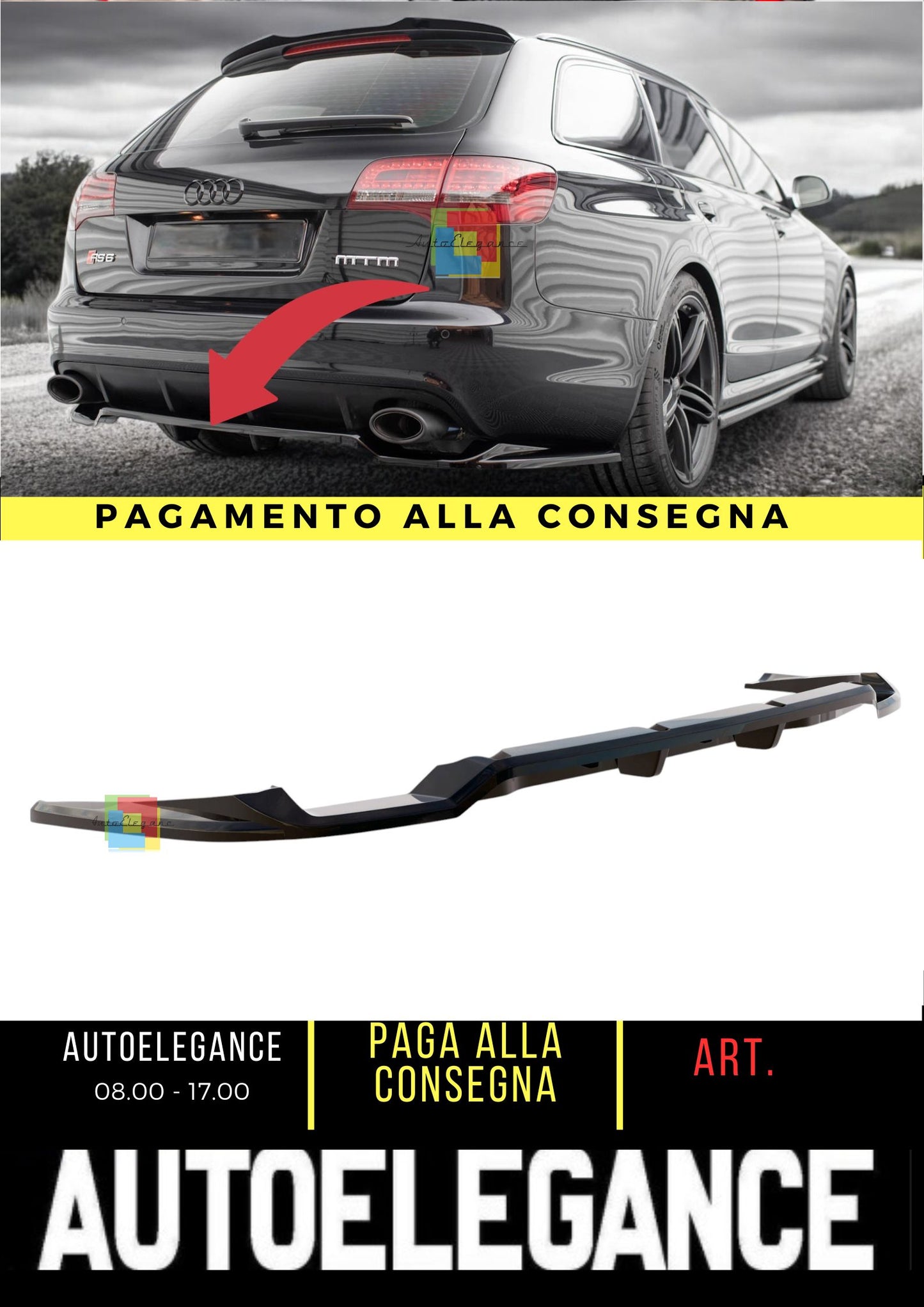 😍Rear Splitter (with vertical bars) Suitable For Audi RS6 Avant C6😍