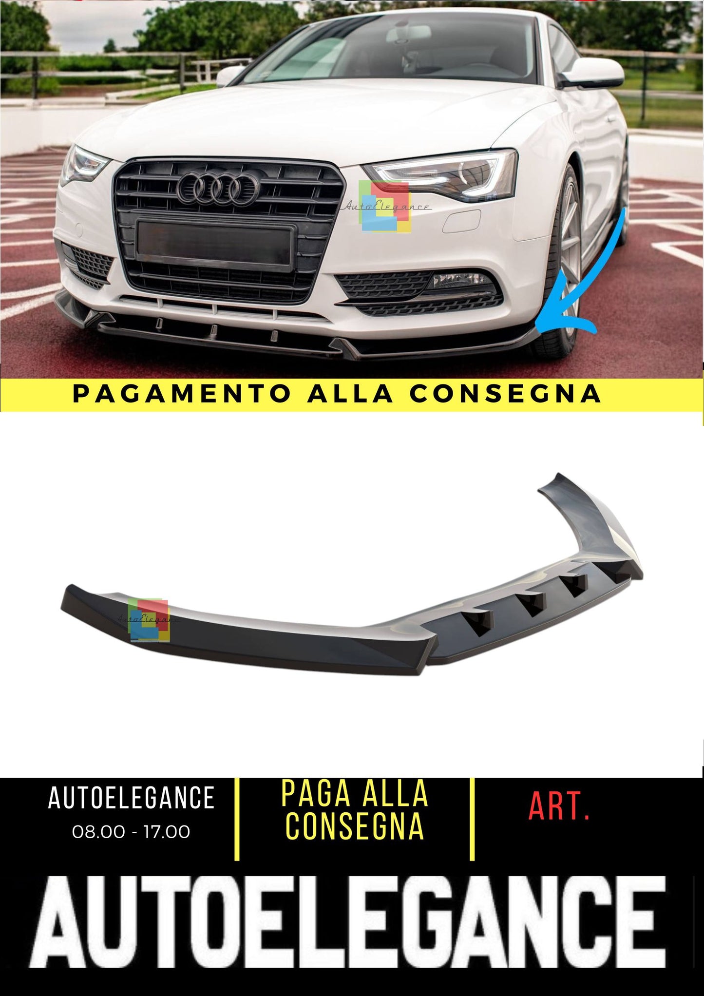 🌺Splitter anteriore V.1 adatto per Audi A5 Coupe / Sportback 8T Facelift🌺